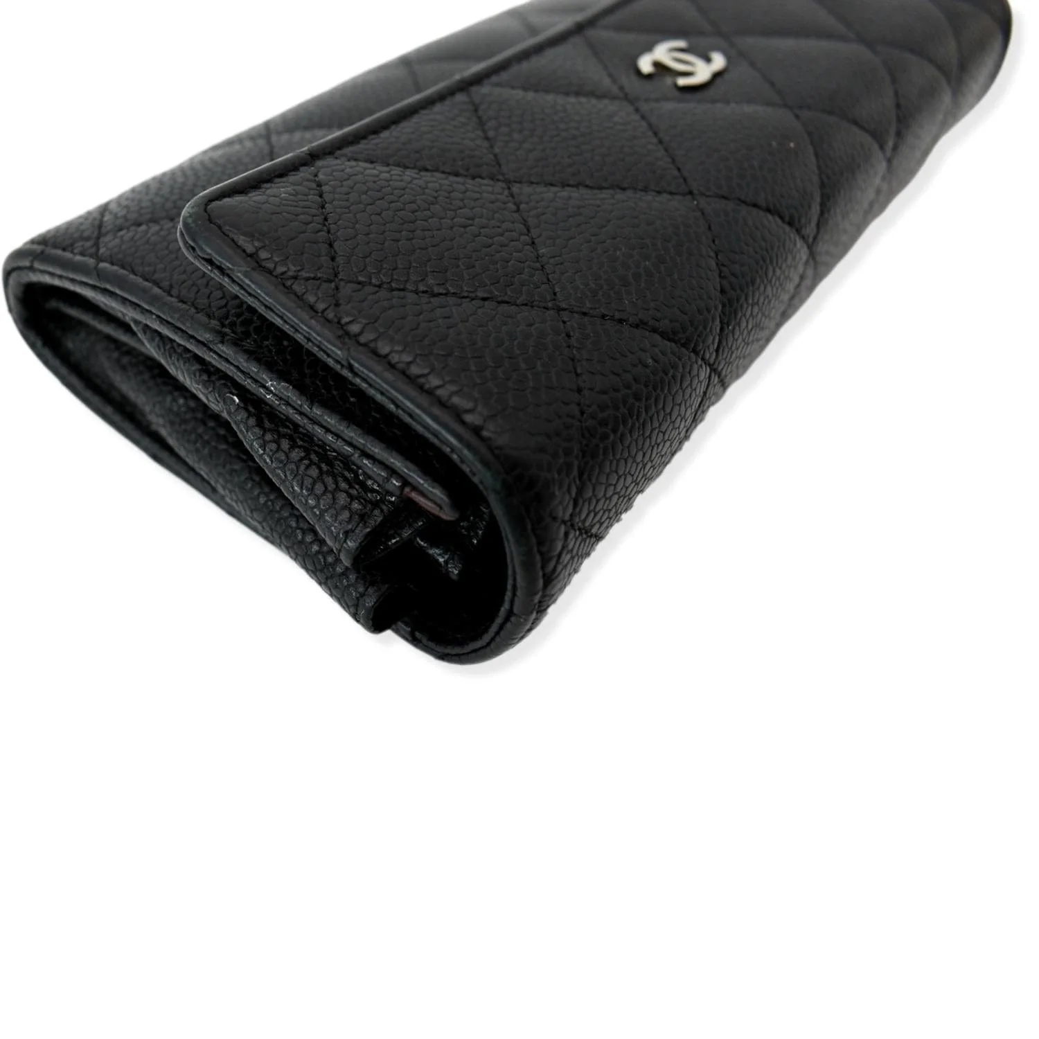 CHANEL Gusset Flap Caviar Leather Wallet Black - Image 5