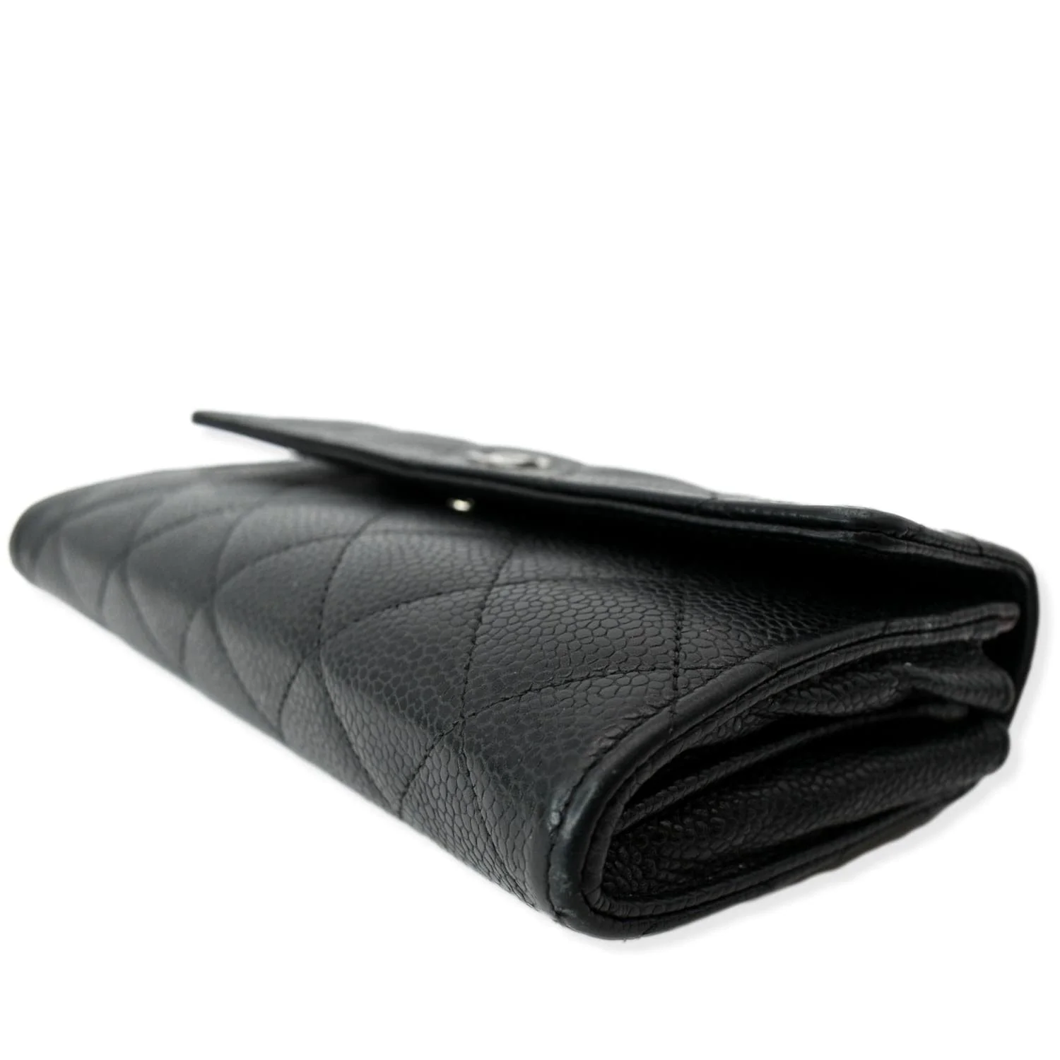 CHANEL Gusset Flap Caviar Leather Wallet Black - Image 6