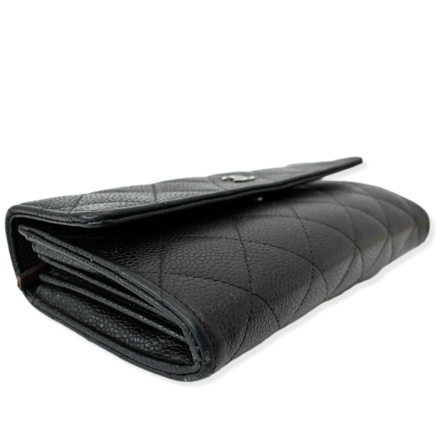 CHANEL Gusset Flap Caviar Leather Wallet Black - Image 7