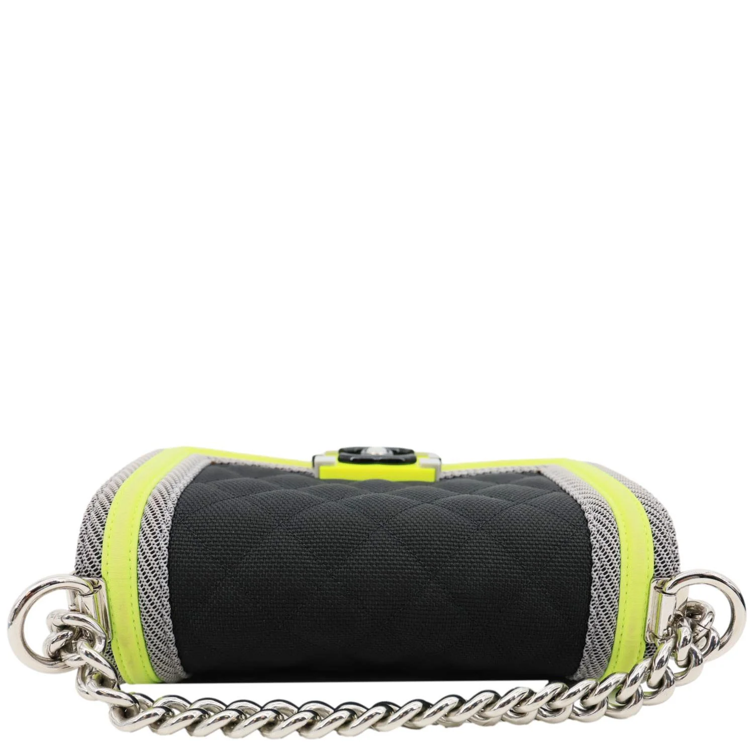 CHANEL Fluo Boy Flap Small Quilted Canvas Crossbody Bag Black - Image 5