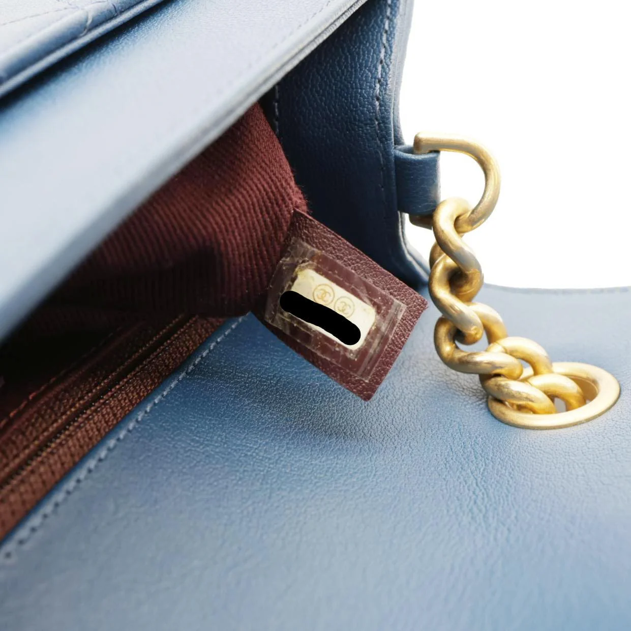 CHANEL Front Chain Flap Quilted Leather Shoulder Bag Blue - Image 15