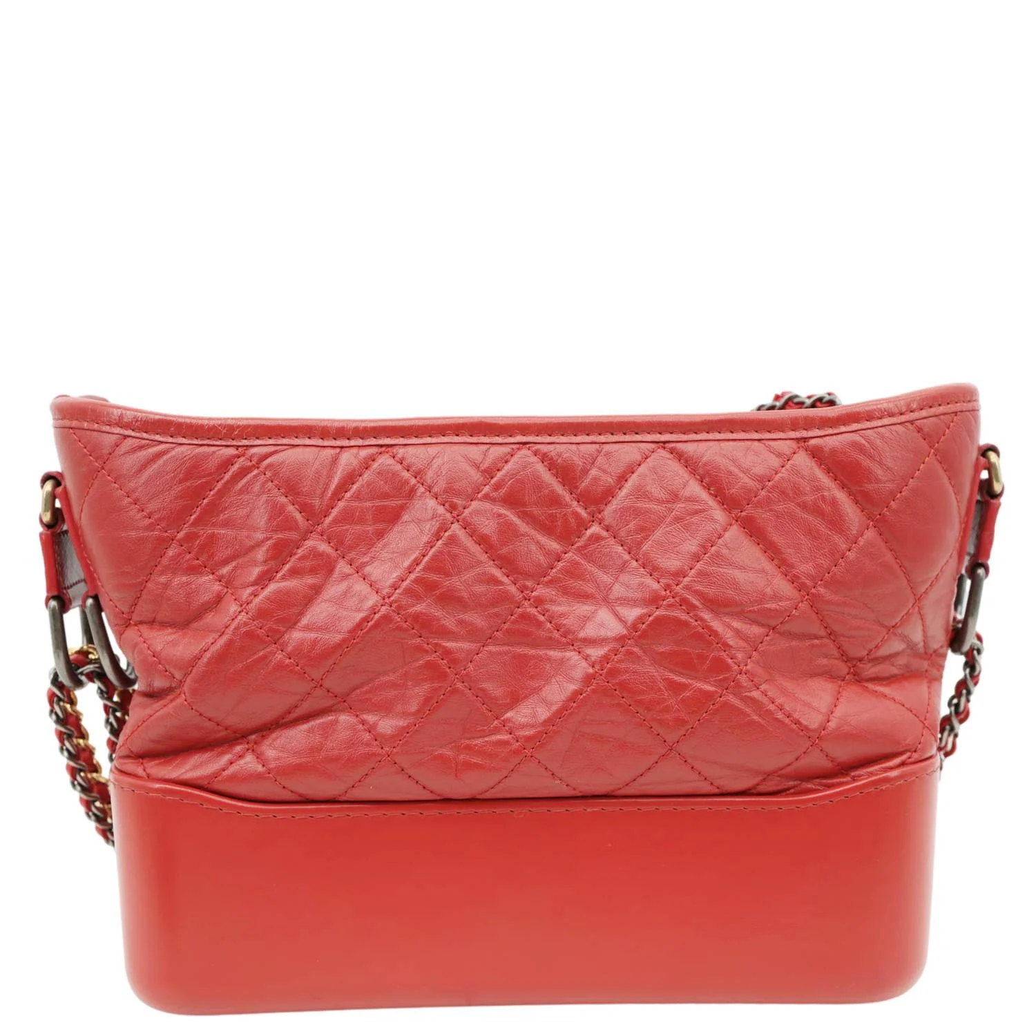 CHANEL Gabrielle Aged Calfskin Quilted Leather Crossbody Bag Red - Image 4