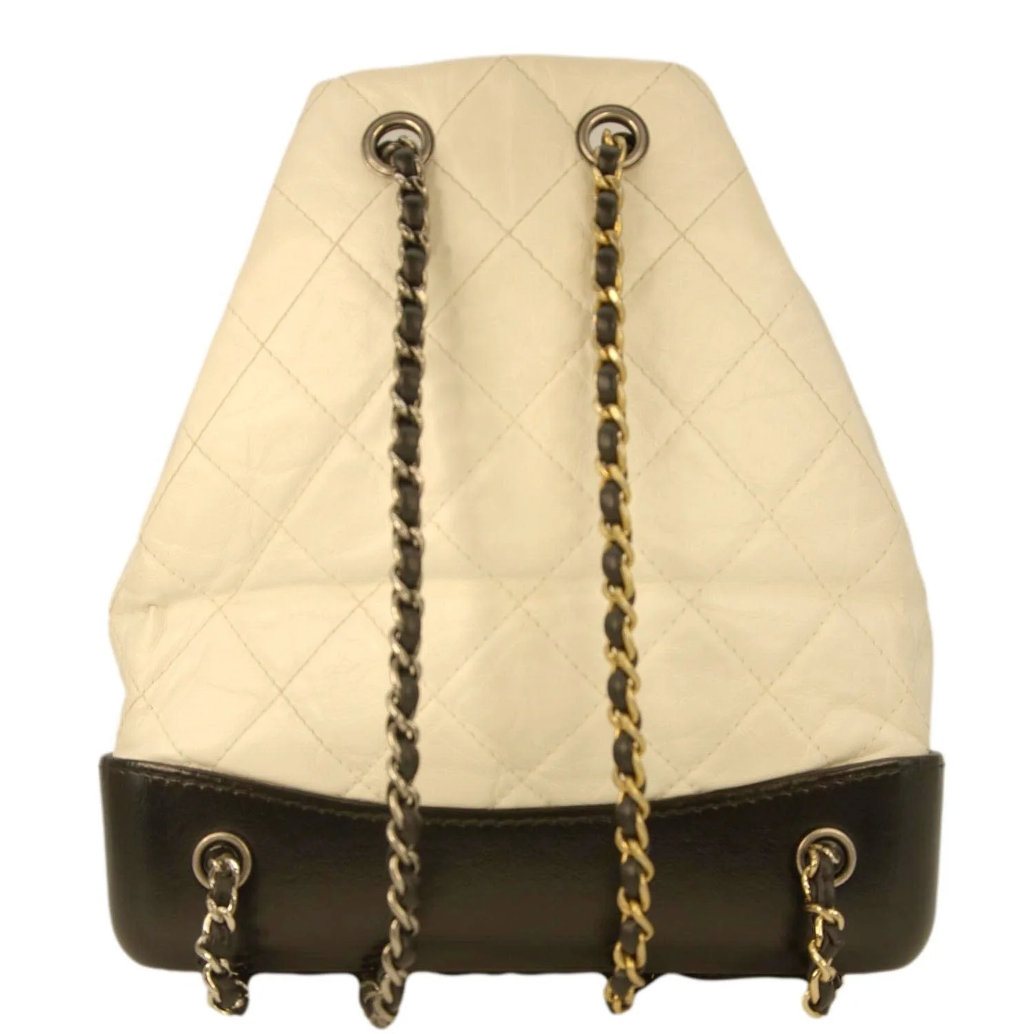 CHANEL Gabrielle Small Quilted Aged Calfskin Leather Backpack Bag White - Image 3
