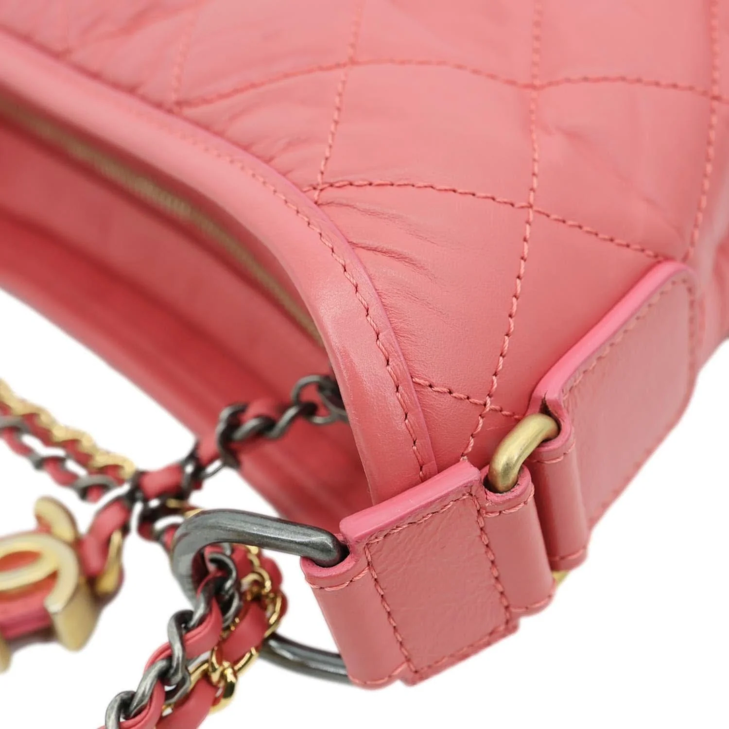 CHANEL Gabrielle Small Lambskin Leather Crossbody Bag Pink - Image 6