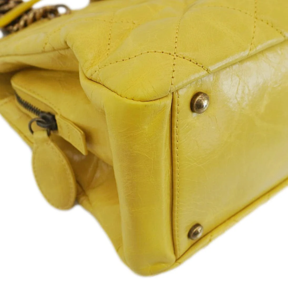 CHANEL Reissue Glazed Quilted Leather Tote Shoulder Bag Yellow - Image 8