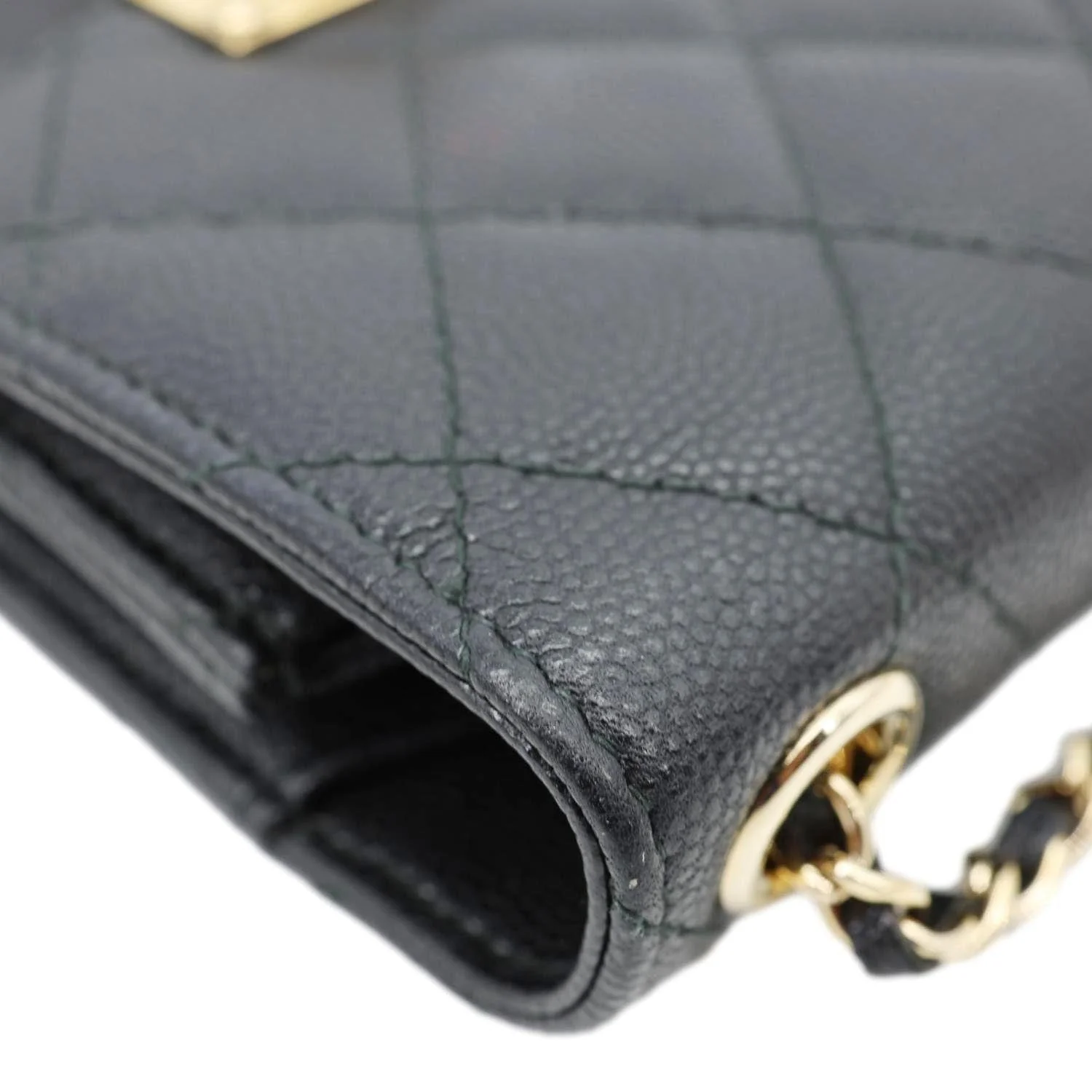 CHANEL Golden Class Quilted Caviar Leather Phone Holder Black - Image 5