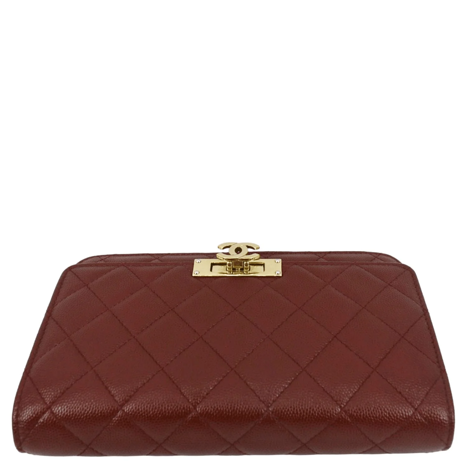 CHANEL Golden Class Quilted Caviar Leather Wallet on Chain Bag Maroon - Image 5