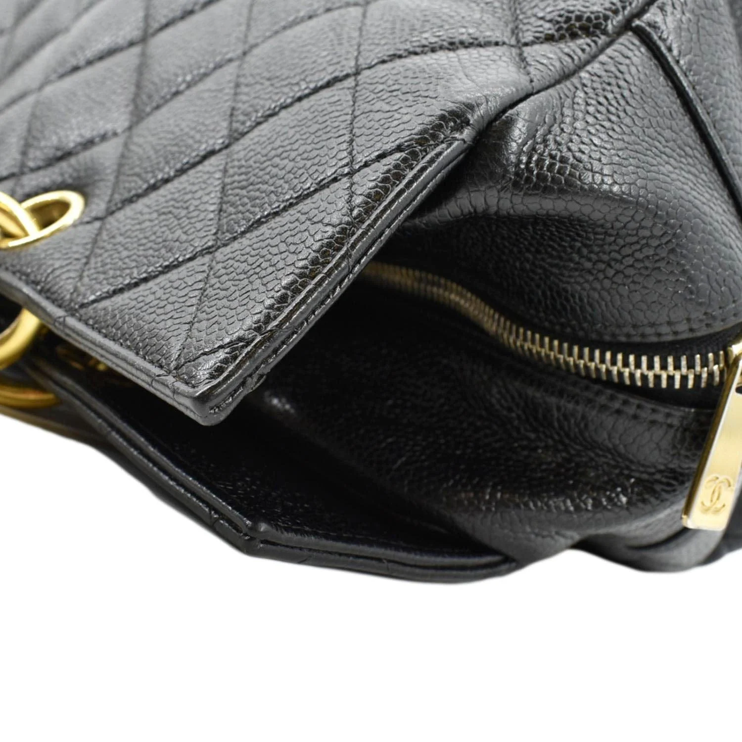 CHANEL Grand Shopping Caviar Leather GST Tote Bag Black - Image 6