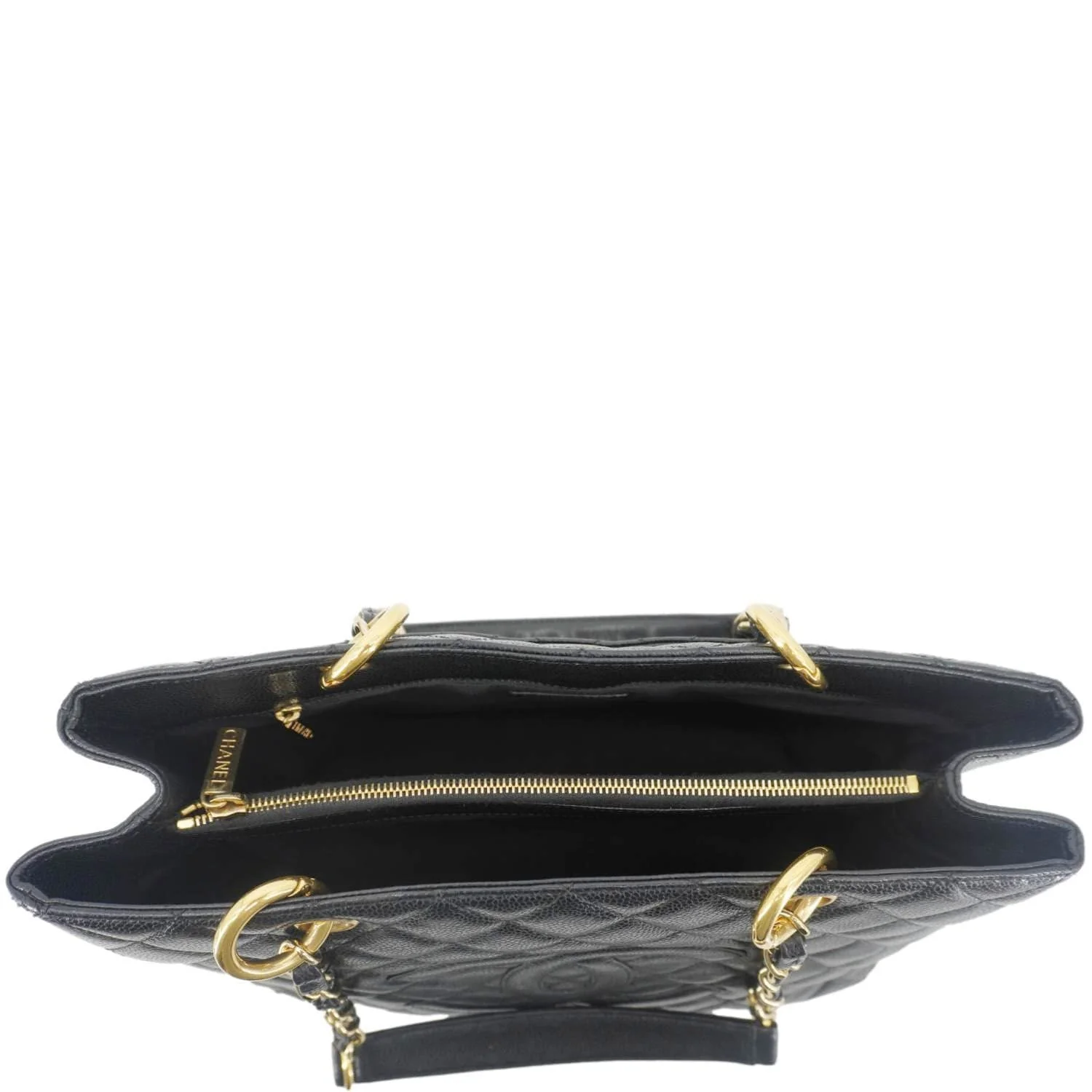 CHANEL Grand Shopping Quilted Leather Tote Bag Black - Image 12