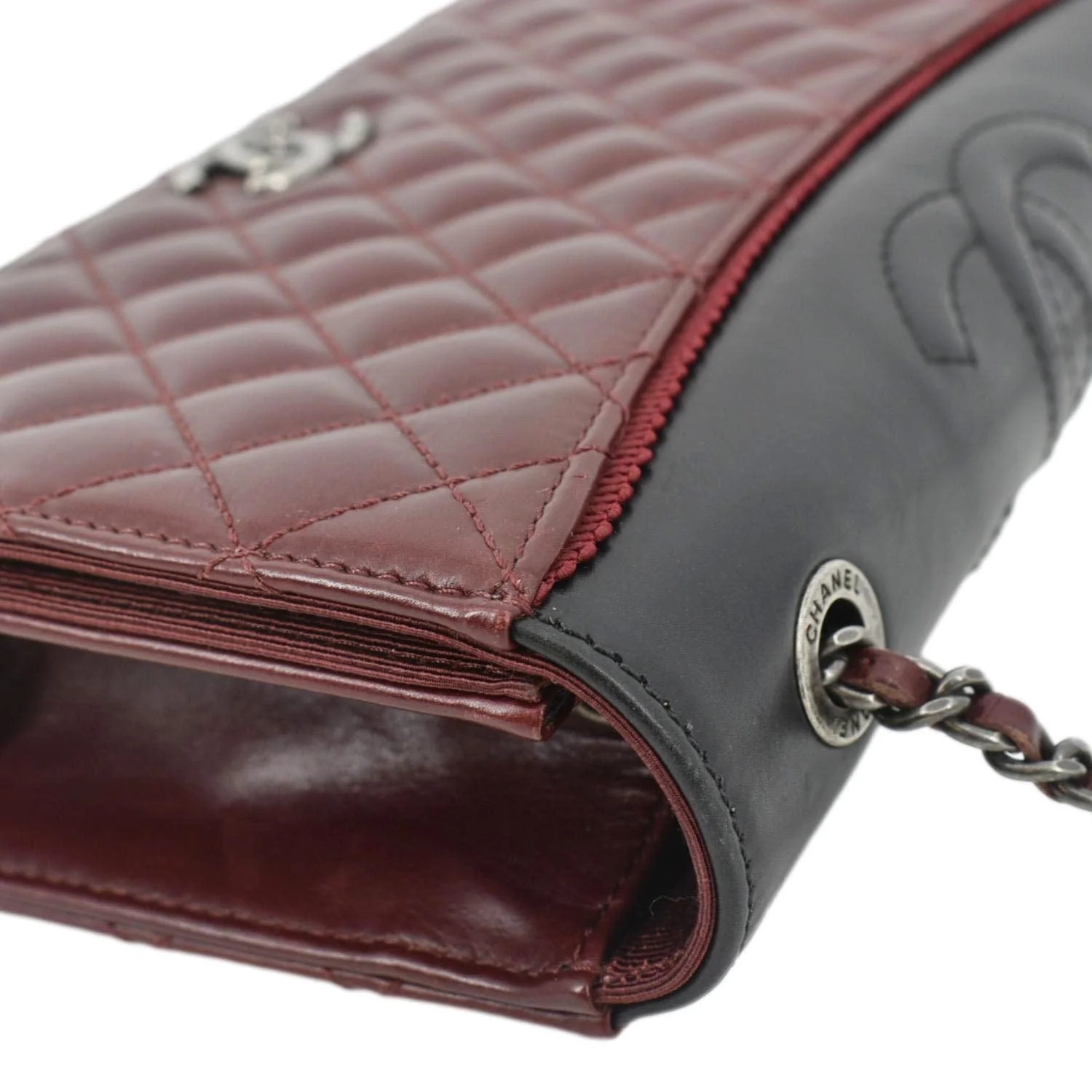 CHANEL Grosgrain Ballerine Flap Quilted Leather Crossbody Bag Maroon - Image 6