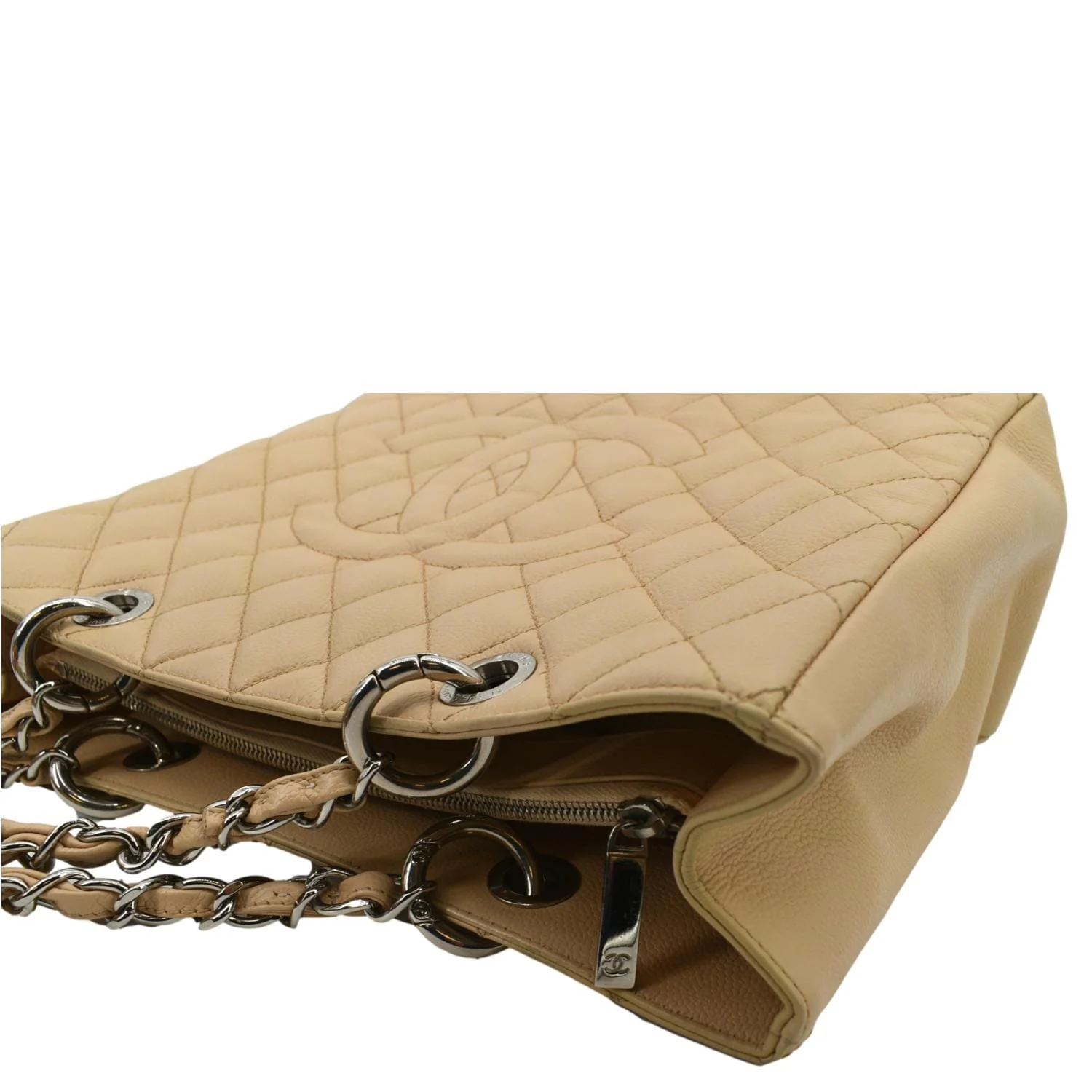CHANEL Grand Shopping Caviar Leather GST Tote Bag Beige - Image 6