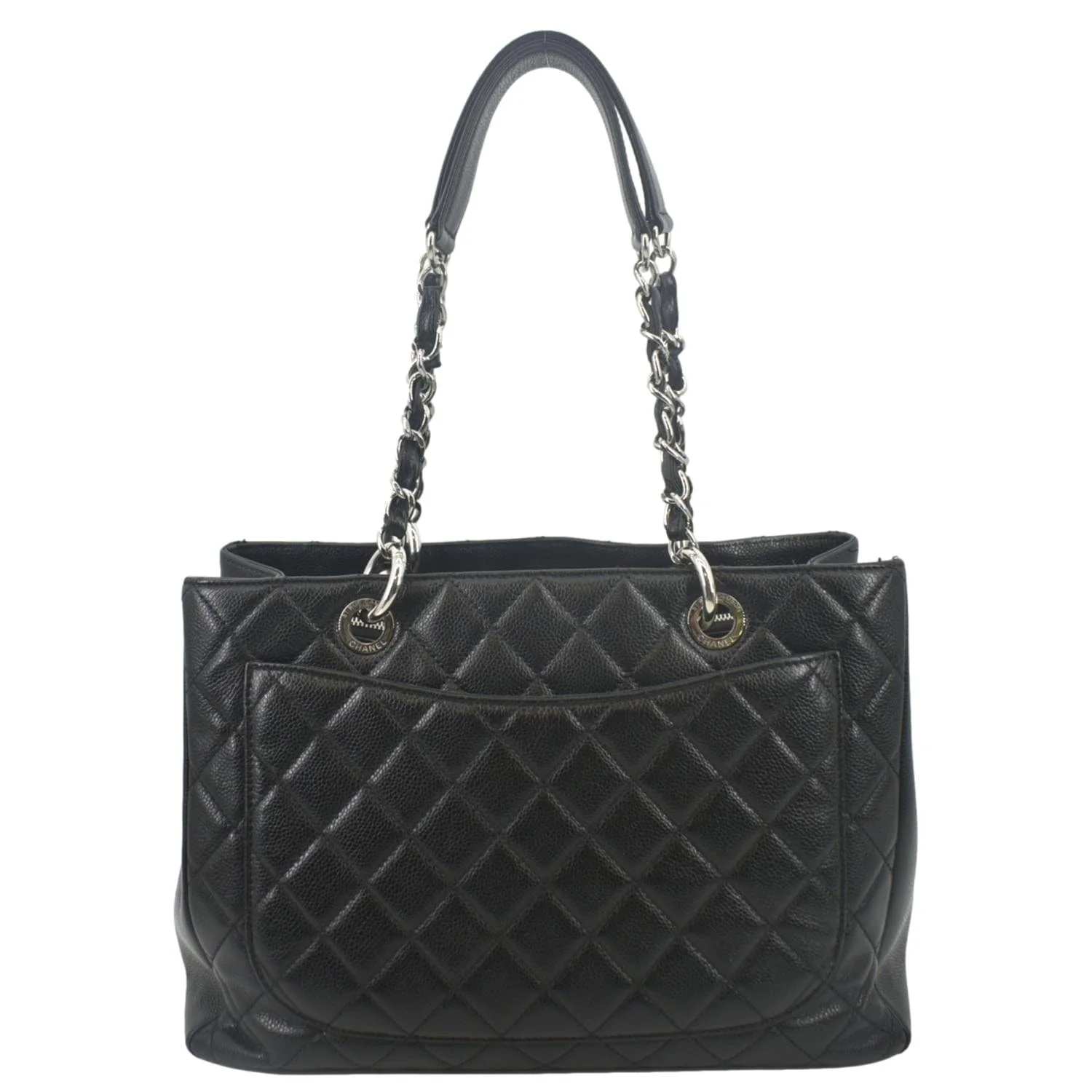 CHANEL Grand Shopping Quilted Leather GST Tote Bag Black - Image 3