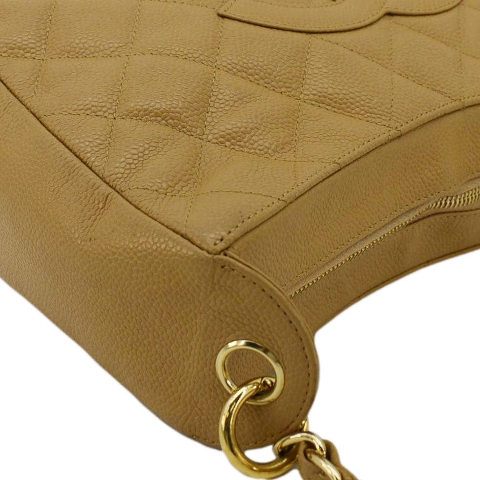 CHANEL Vintage Half Moon Quilted Caviar Leather Hobo Bag Dark Beige - Image 5