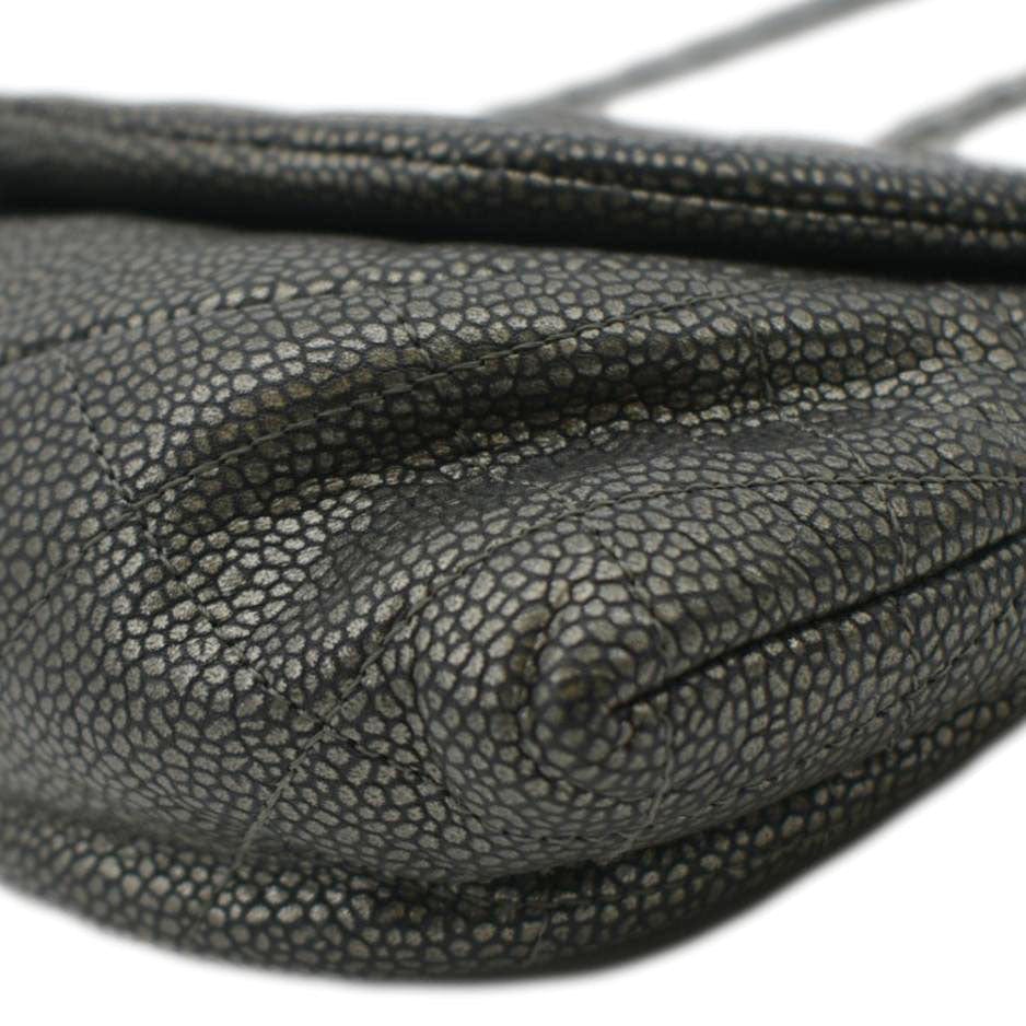 CHANEL Half Moon Caviar Leather Wallet on Chain Crossbody Bag Gray - Image 7