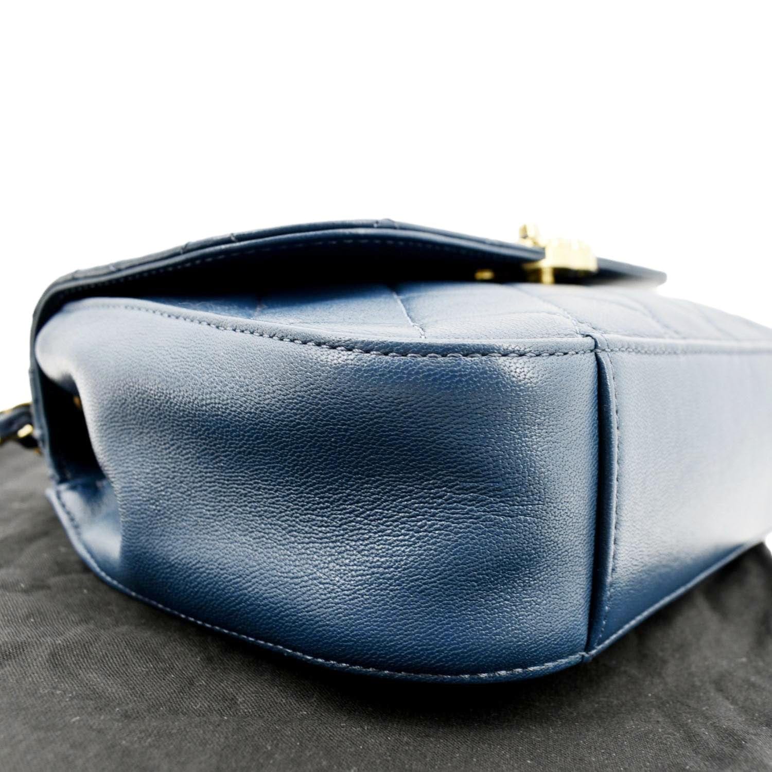 CHANEL Infinity Chain Quilted Leather Crossbody Bag Blue - Image 6