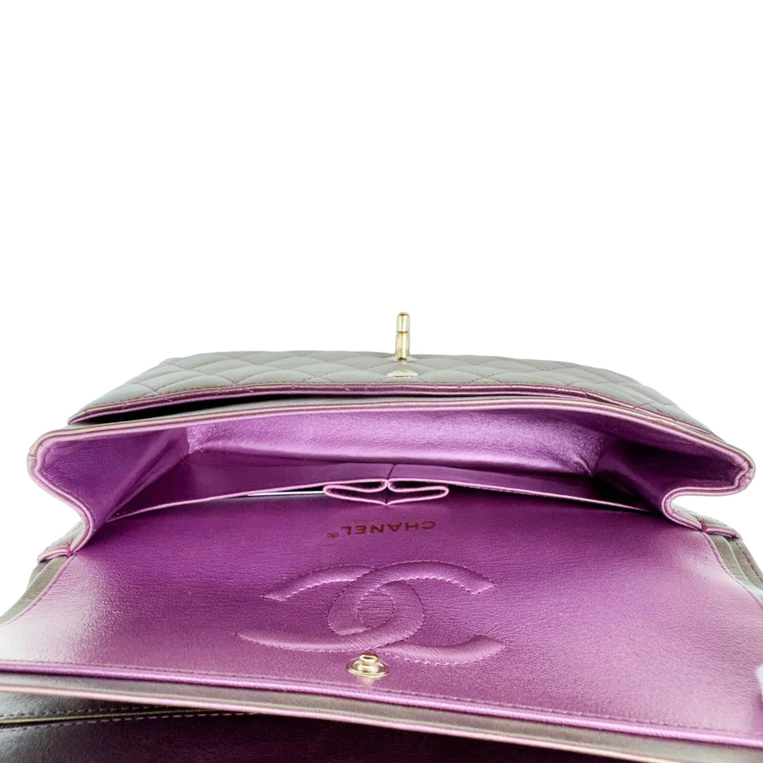 CHANEL Classic Double Flap Medium Quilted Iridescent Leather Shoulder Bag Multicolor - Image 10