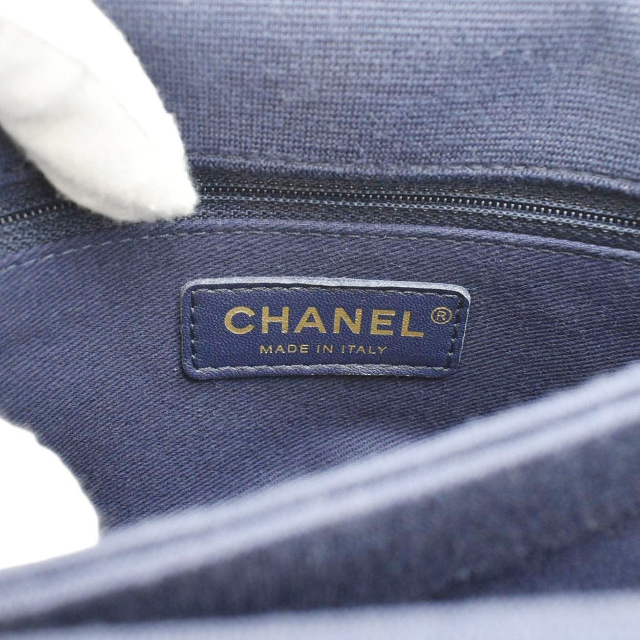 CHANEL Trendy CC Small Jersey Chevron Top Handle Shoulder Bag Blue - Image 11