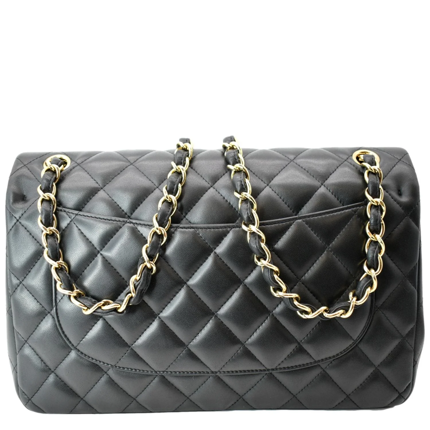 CHANEL Classic Jumbo Double Flap Lambskin Leather Shoulder Bag Black - Image 3
