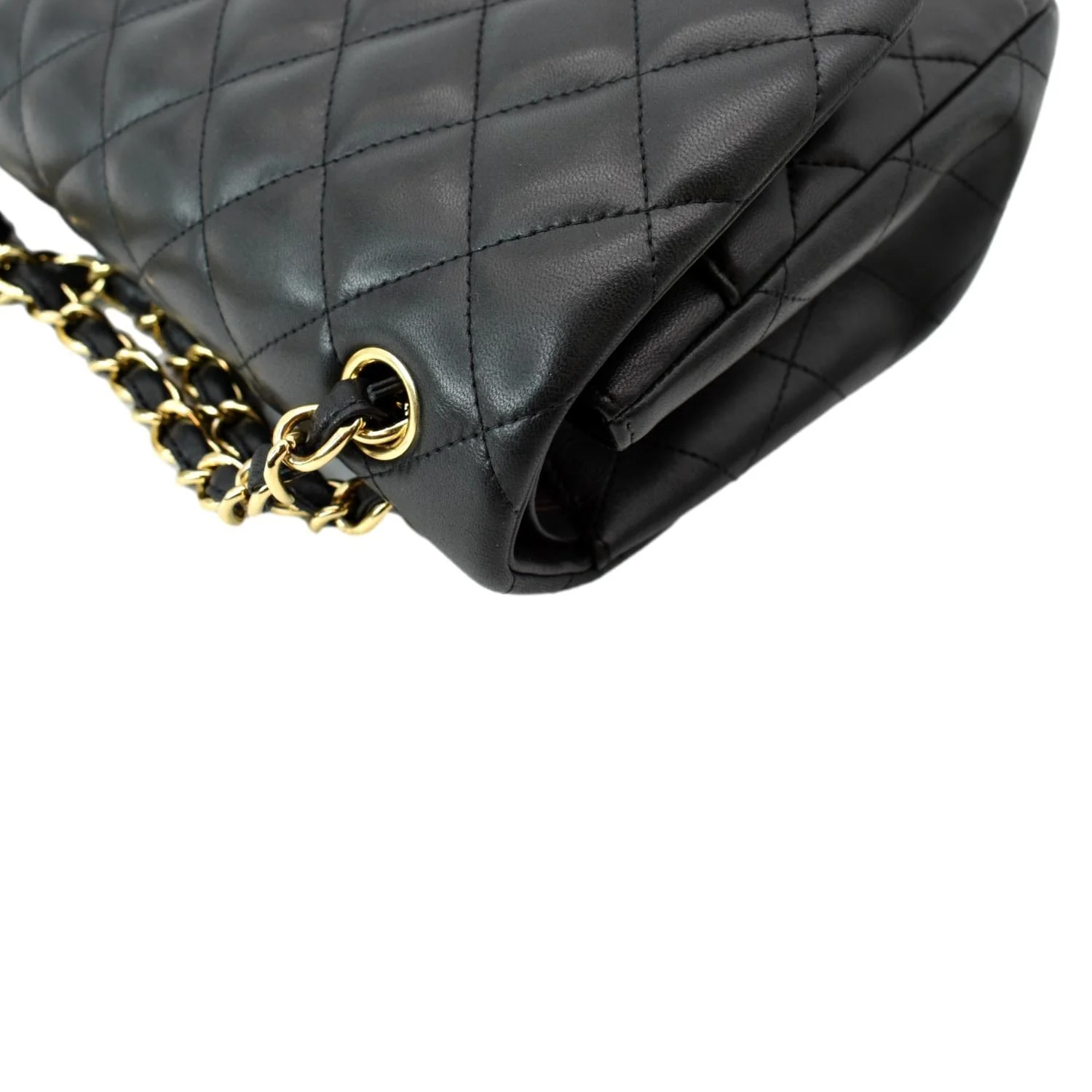 CHANEL Classic Jumbo Double Flap Lambskin Leather Shoulder Bag Black - Image 5