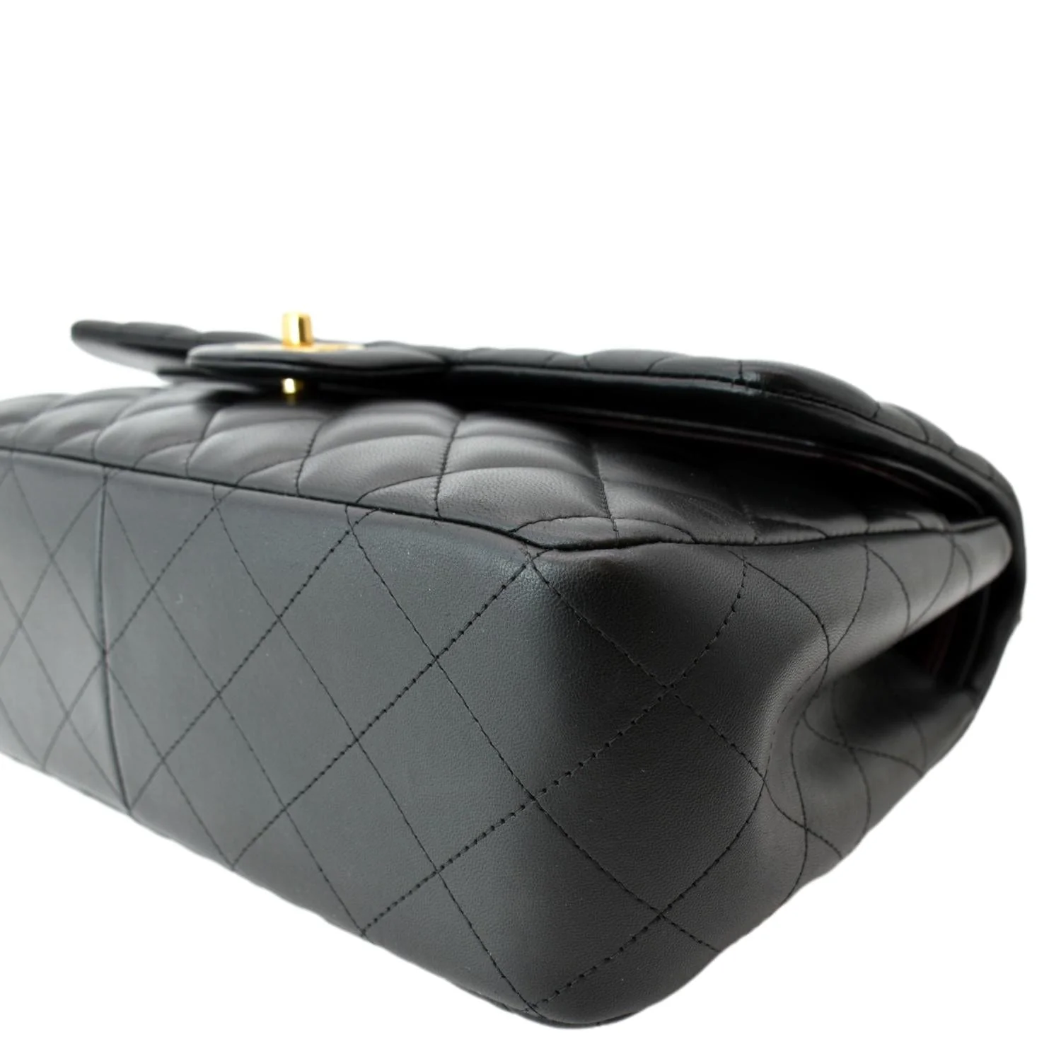 CHANEL Classic Jumbo Double Flap Lambskin Leather Shoulder Bag Black - Image 7