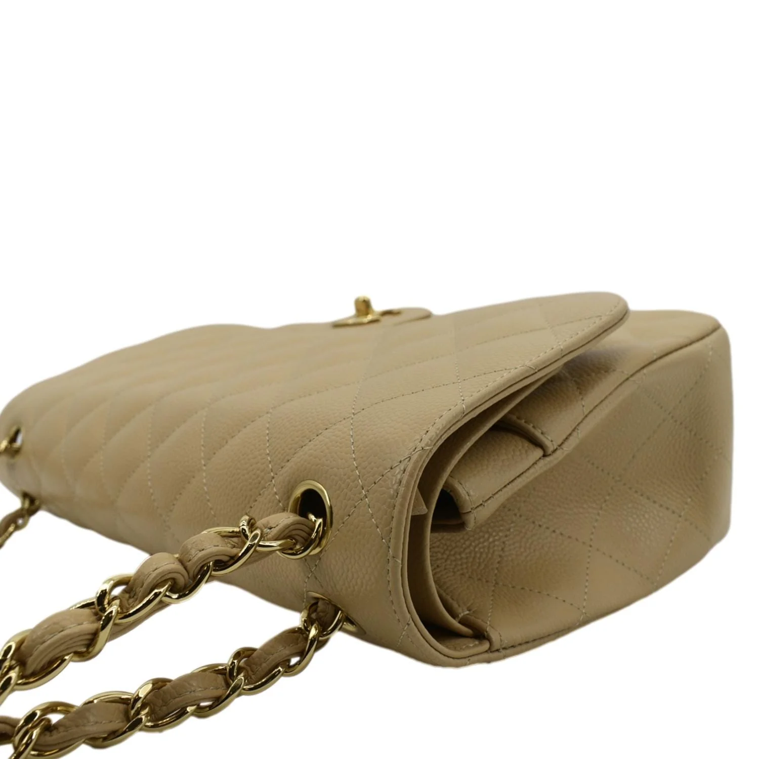 CHANEL Classic Jumbo Double Flap Quilted Caviar Leather Shoulder Bag Beige - Image 7
