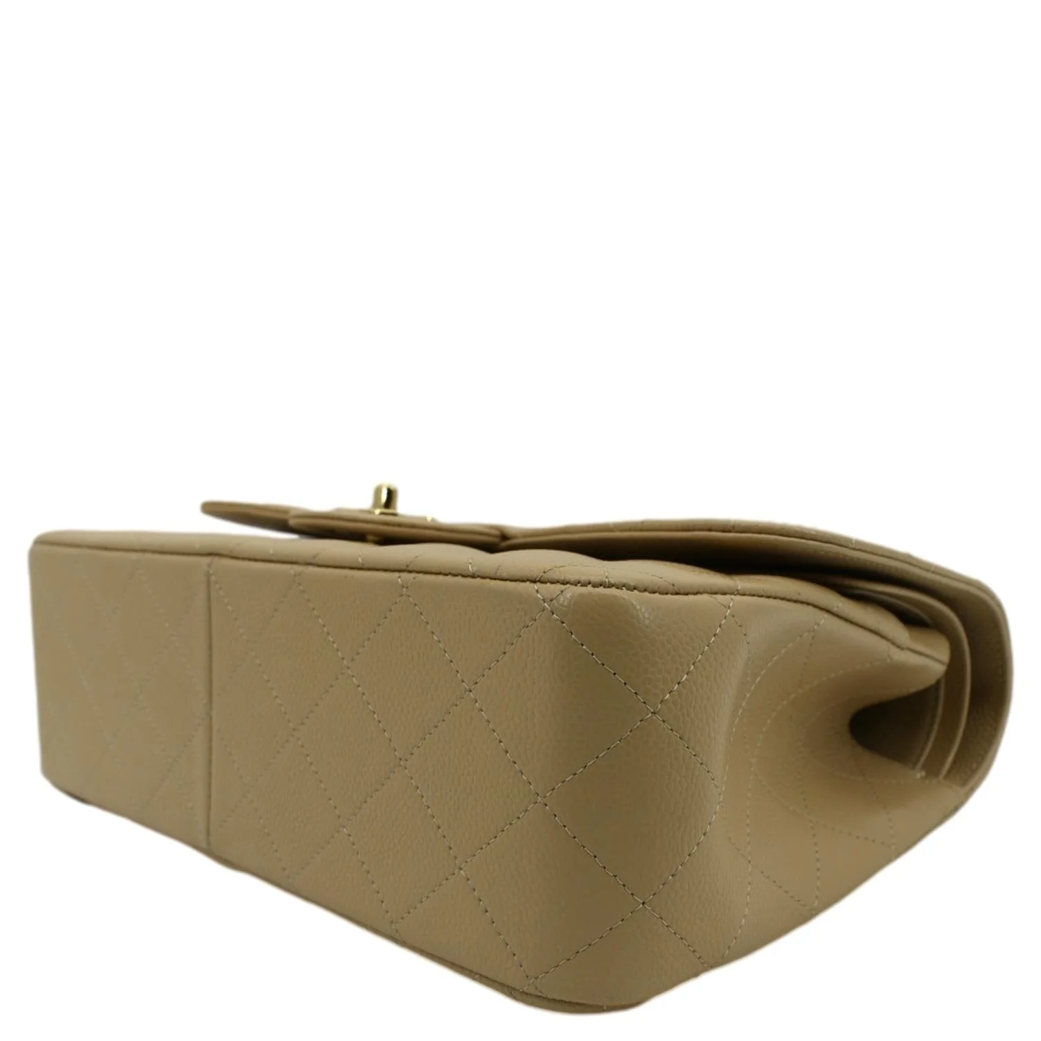 CHANEL Classic Jumbo Double Flap Quilted Caviar Leather Shoulder Bag Beige - Image 8
