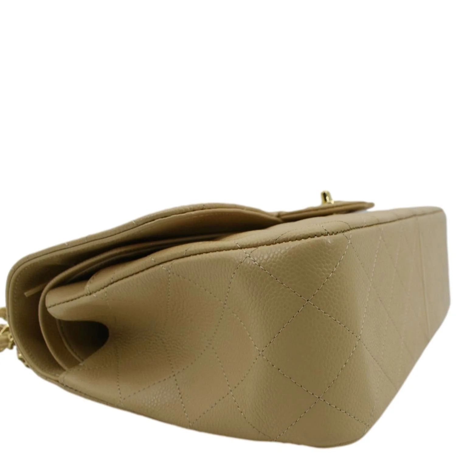 CHANEL Classic Jumbo Double Flap Quilted Caviar Leather Shoulder Bag Beige - Image 9