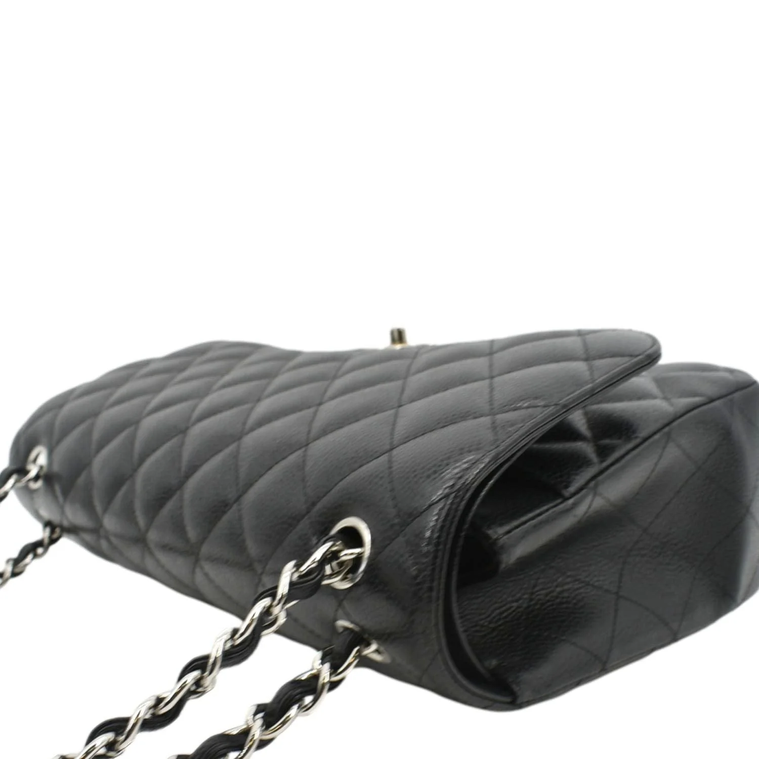 CHANEL Classic Jumbo Double Flap Quilted Caviar Leather Shoulder Bag Black - Image 7