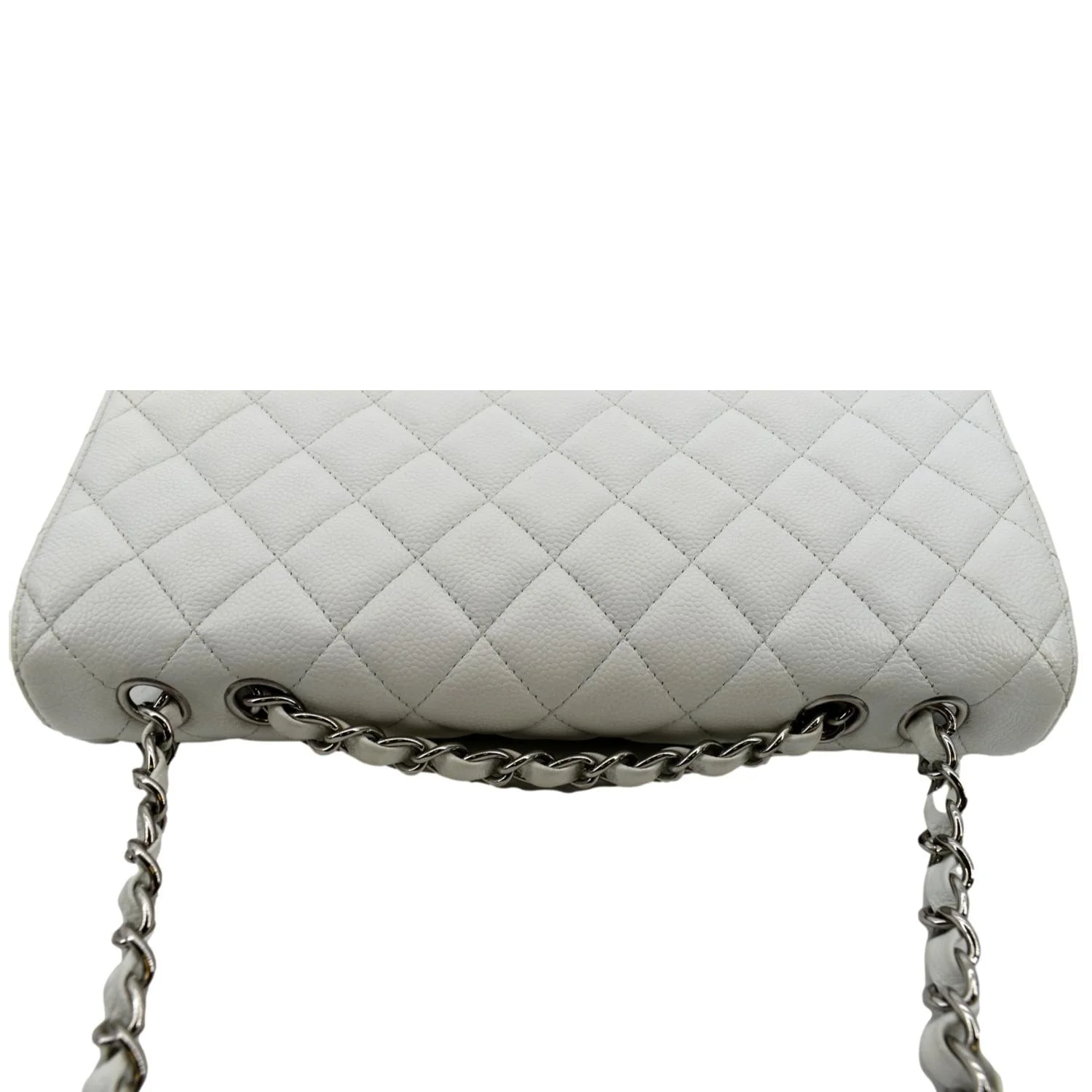 CHANEL Classic Jumbo Flap Caviar Leather Shoulder Bag White - Hot Deals - Image 4