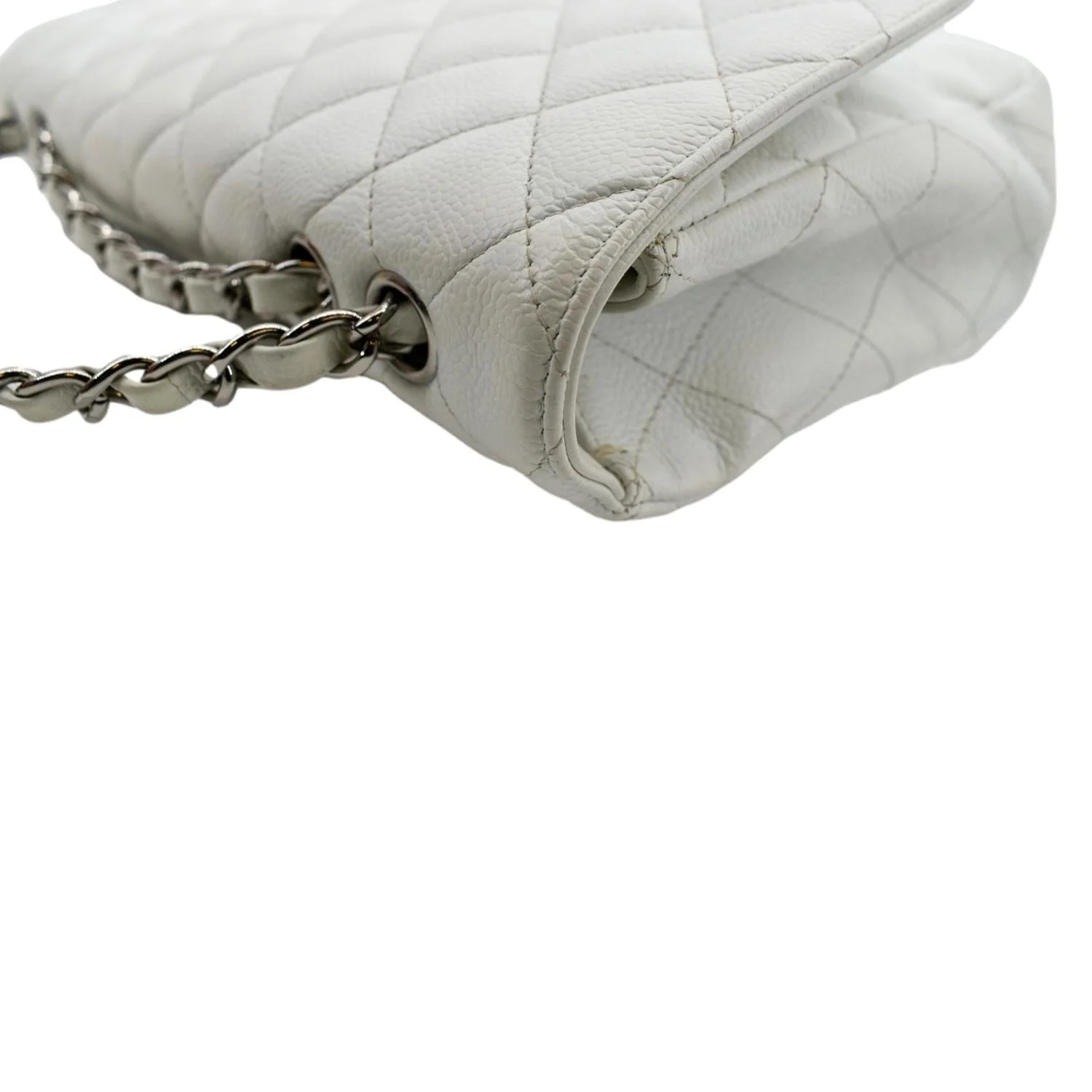 CHANEL Classic Jumbo Flap Caviar Leather Shoulder Bag White - Hot Deals - Image 5