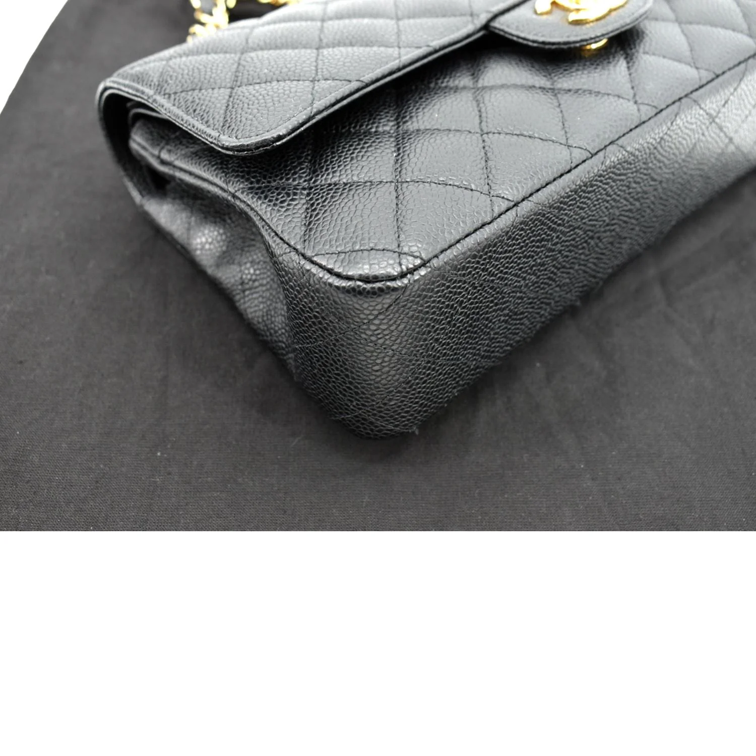 CHANEL Jumbo Double Flap Caviar Leather Shoulder Bag Black - Image 10