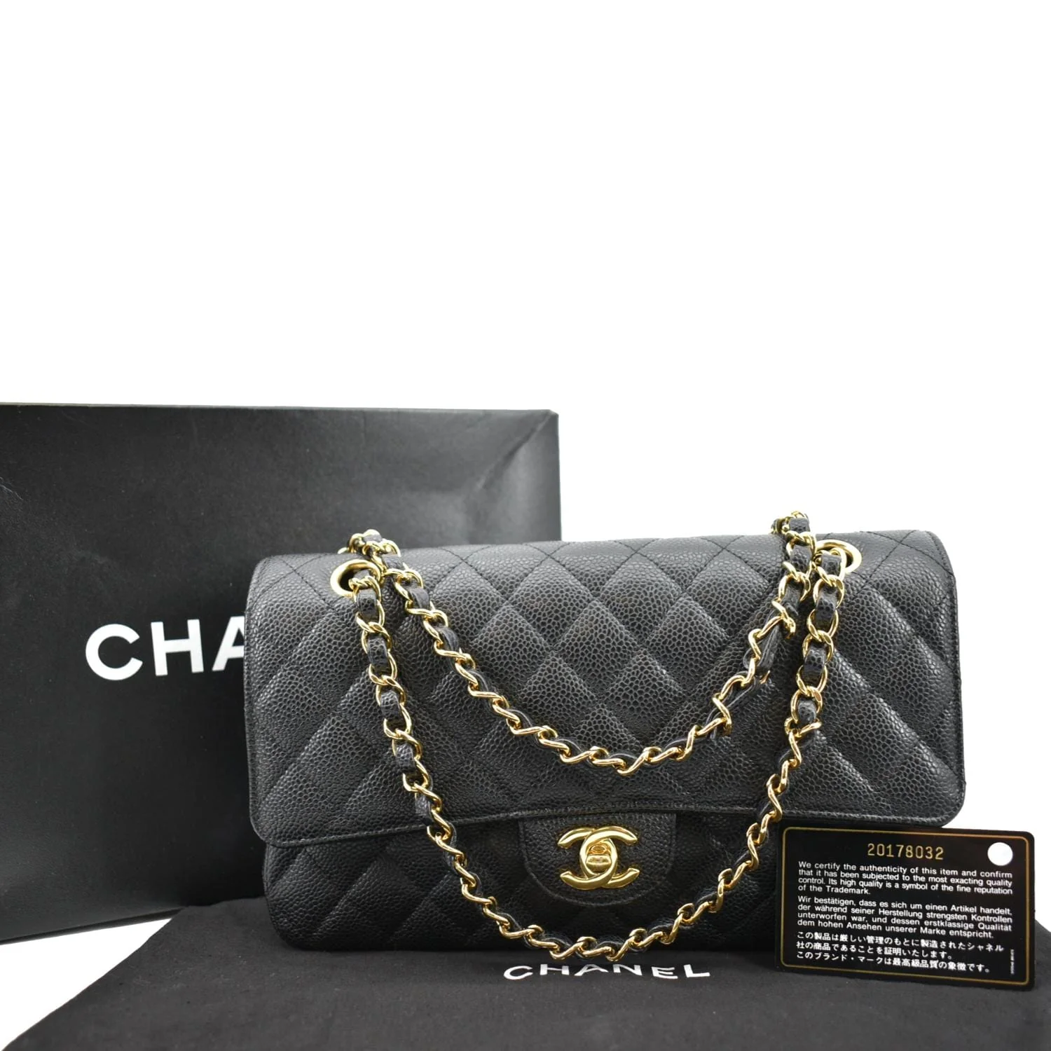 CHANEL Jumbo Double Flap Caviar Leather Shoulder Bag Black - Image 3