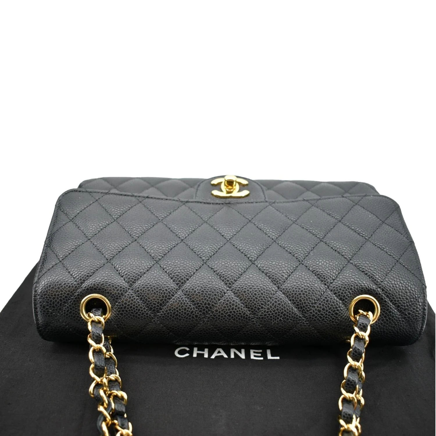 CHANEL Jumbo Double Flap Caviar Leather Shoulder Bag Black - Image 5