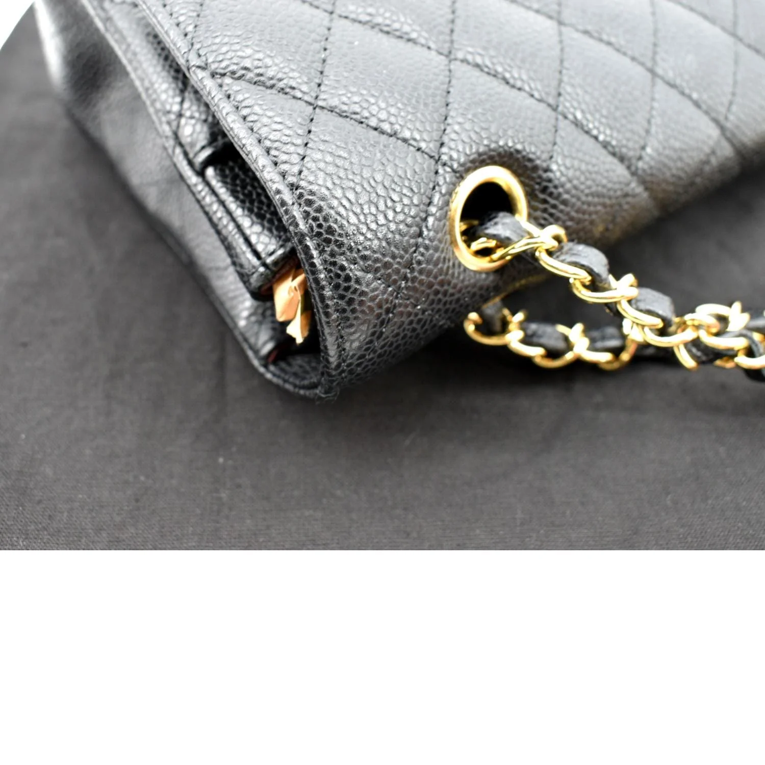 CHANEL Jumbo Double Flap Caviar Leather Shoulder Bag Black - Image 7