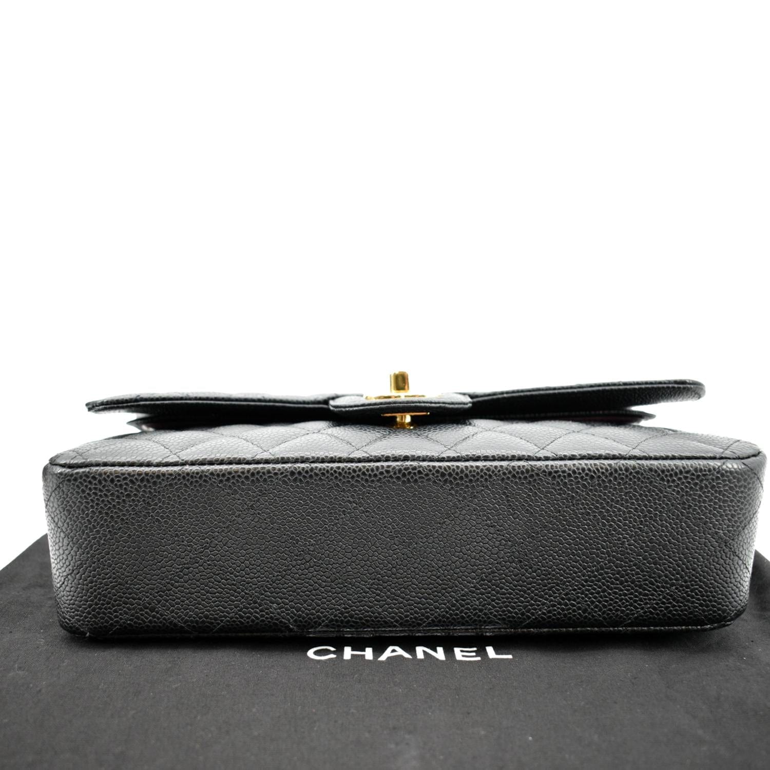 CHANEL Jumbo Double Flap Caviar Leather Shoulder Bag Black - Image 8