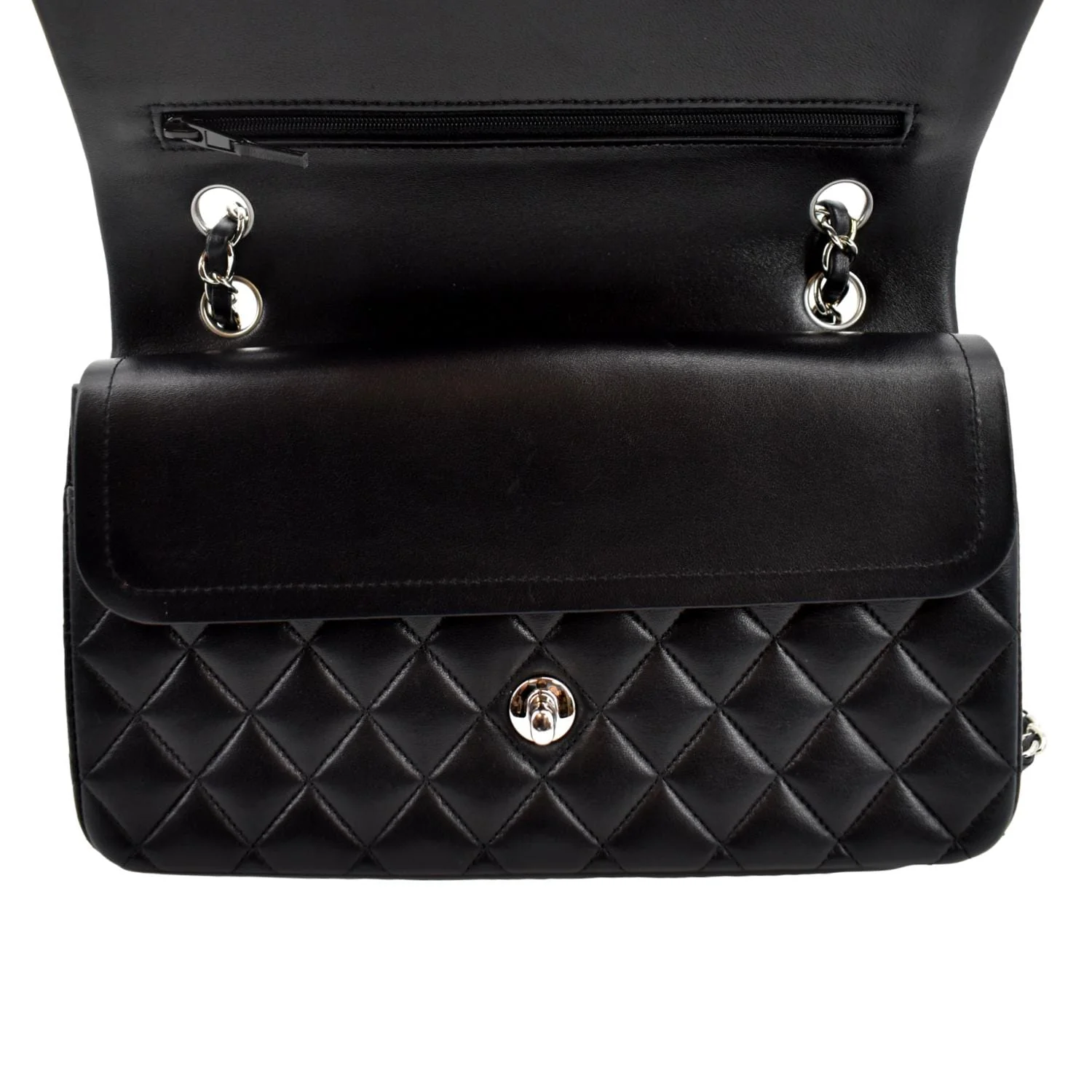 CHANEL Classic Medium Double Flap Quilted Leather Shoulder Bag Black - Image 10
