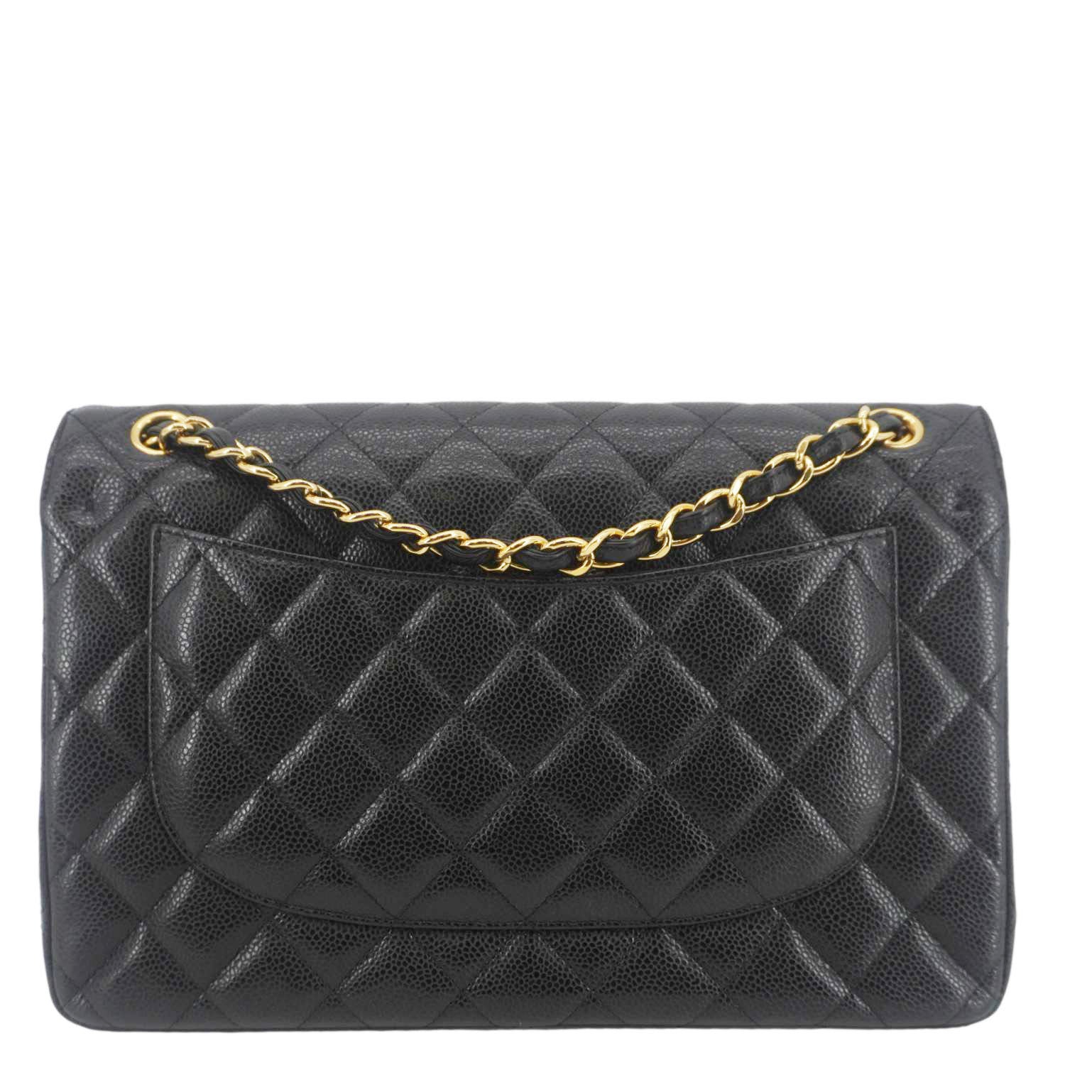CHANEL Classic Jumbo Double Flap Quilted Caviar Leather Shoulder Bag Black - Image 4