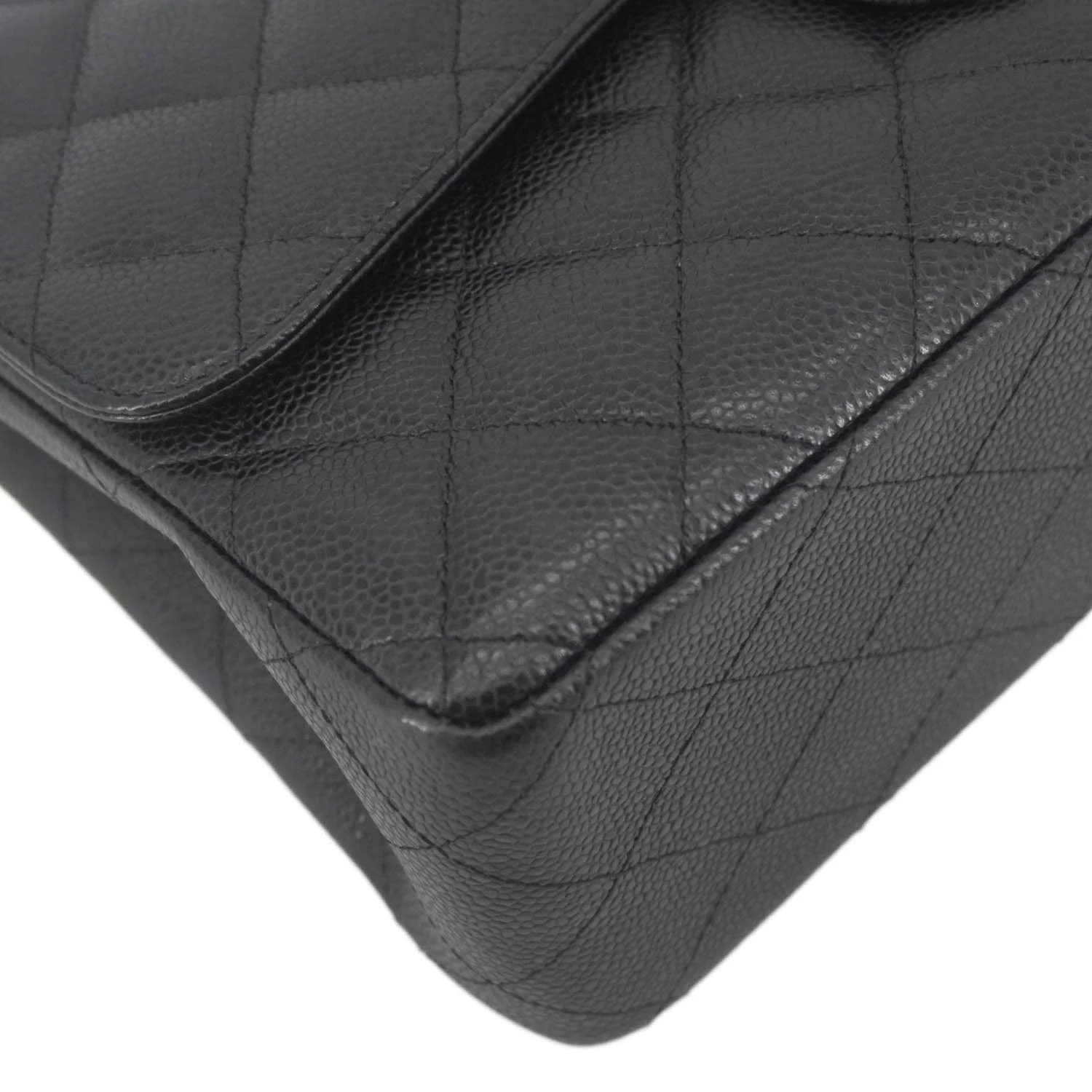 CHANEL Classic Jumbo Double Flap Quilted Caviar Leather Shoulder Bag Black - Image 9