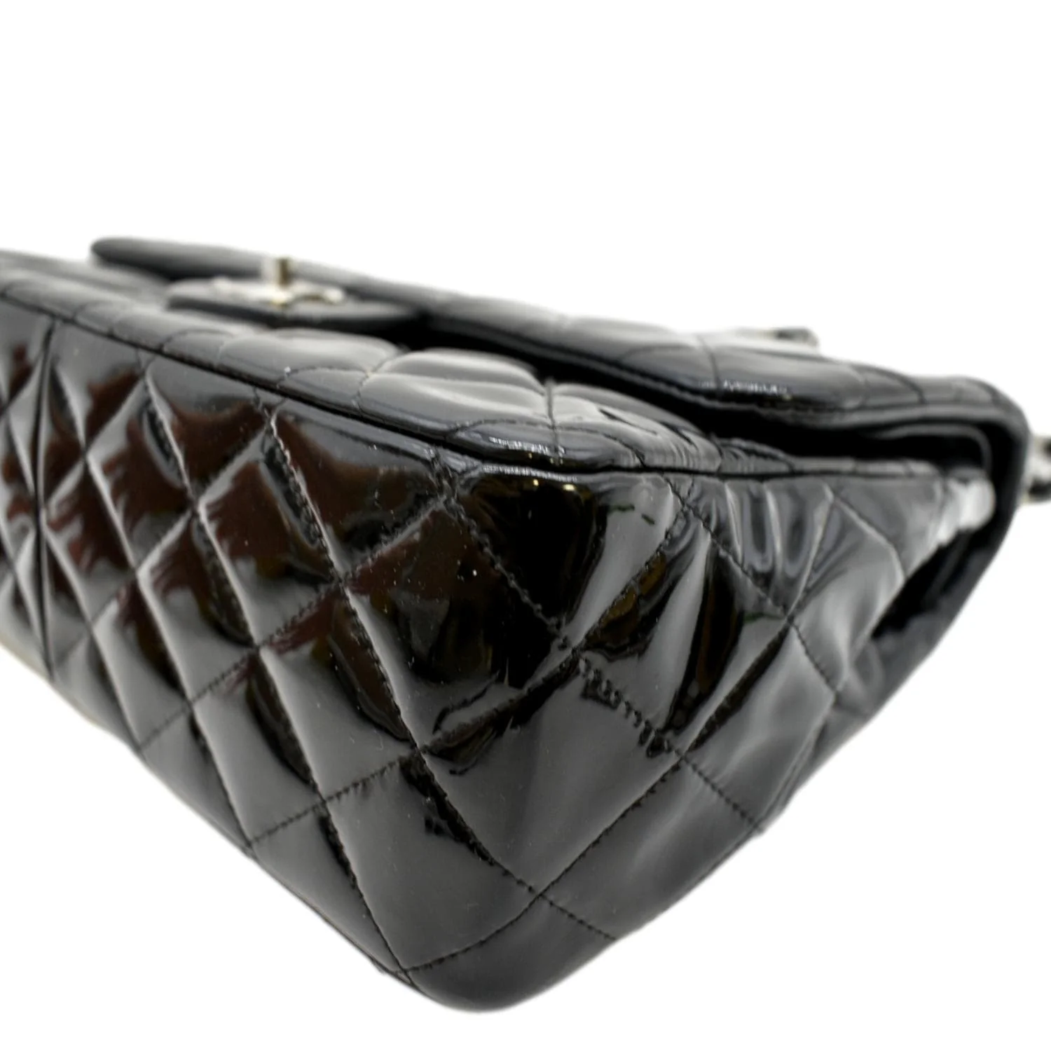 CHANEL Jumbo Flap Patent Leather Shoulder Bag Black - Image 7