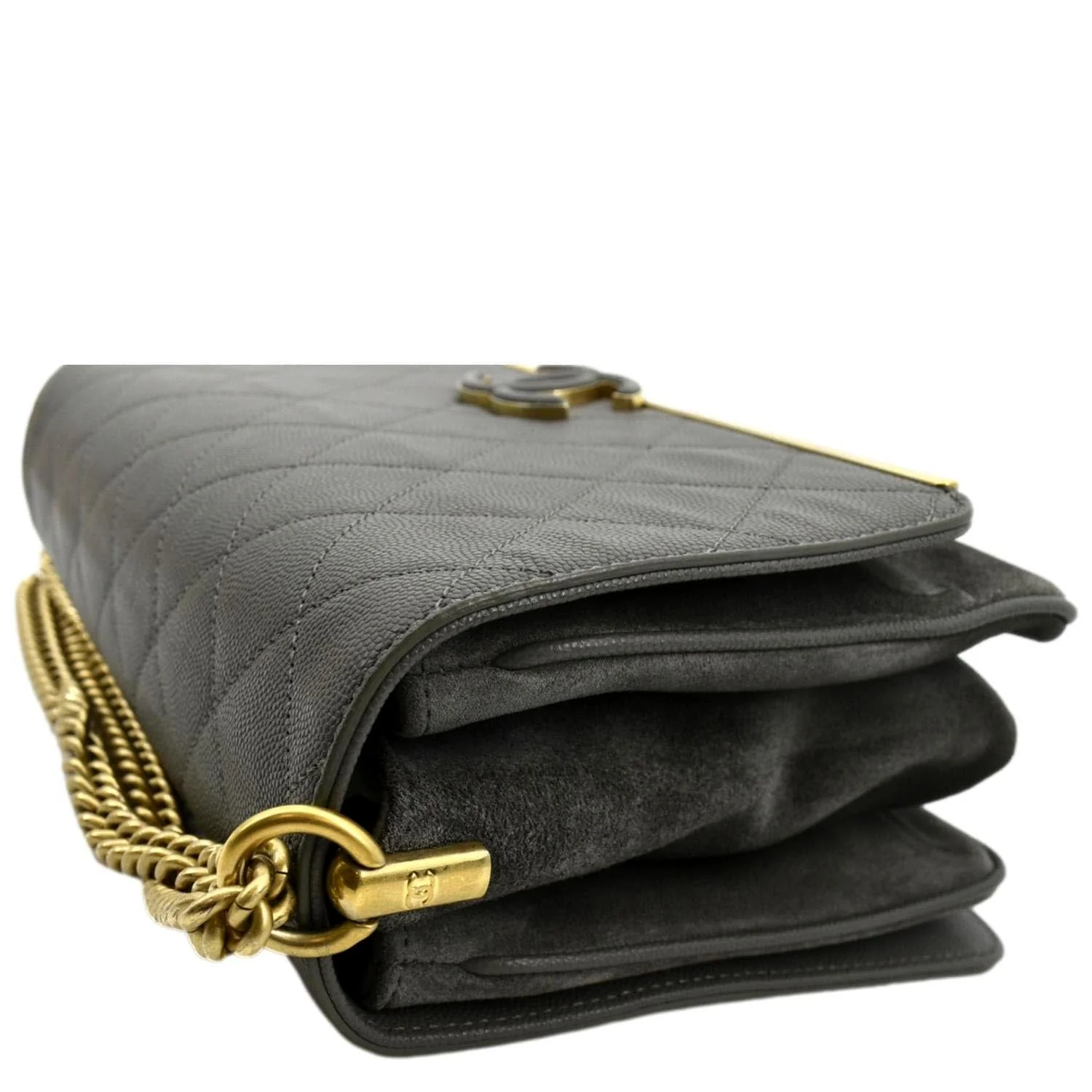 CHANEL Lady Coco Flap Suede Caviar Leather Crossbody Bag Gray - Image 5