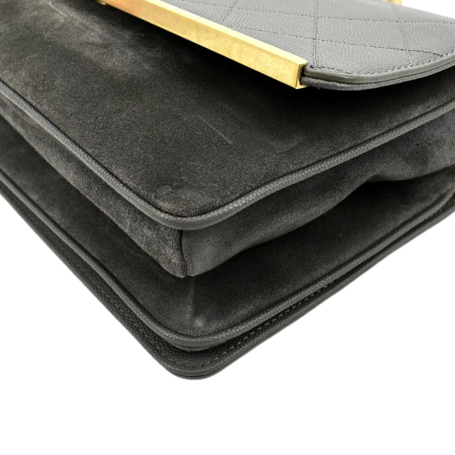 CHANEL Lady Coco Flap Suede Caviar Leather Crossbody Bag Gray - Image 6