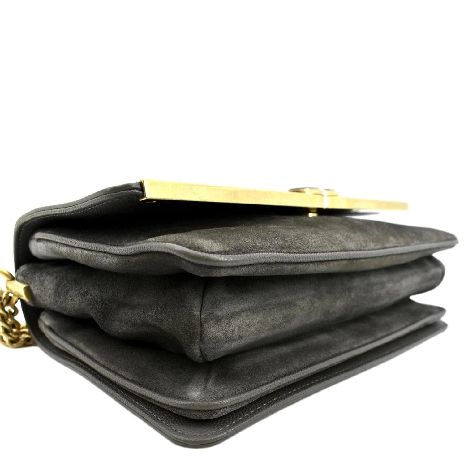 CHANEL Lady Coco Flap Suede Caviar Leather Crossbody Bag Gray - Image 7