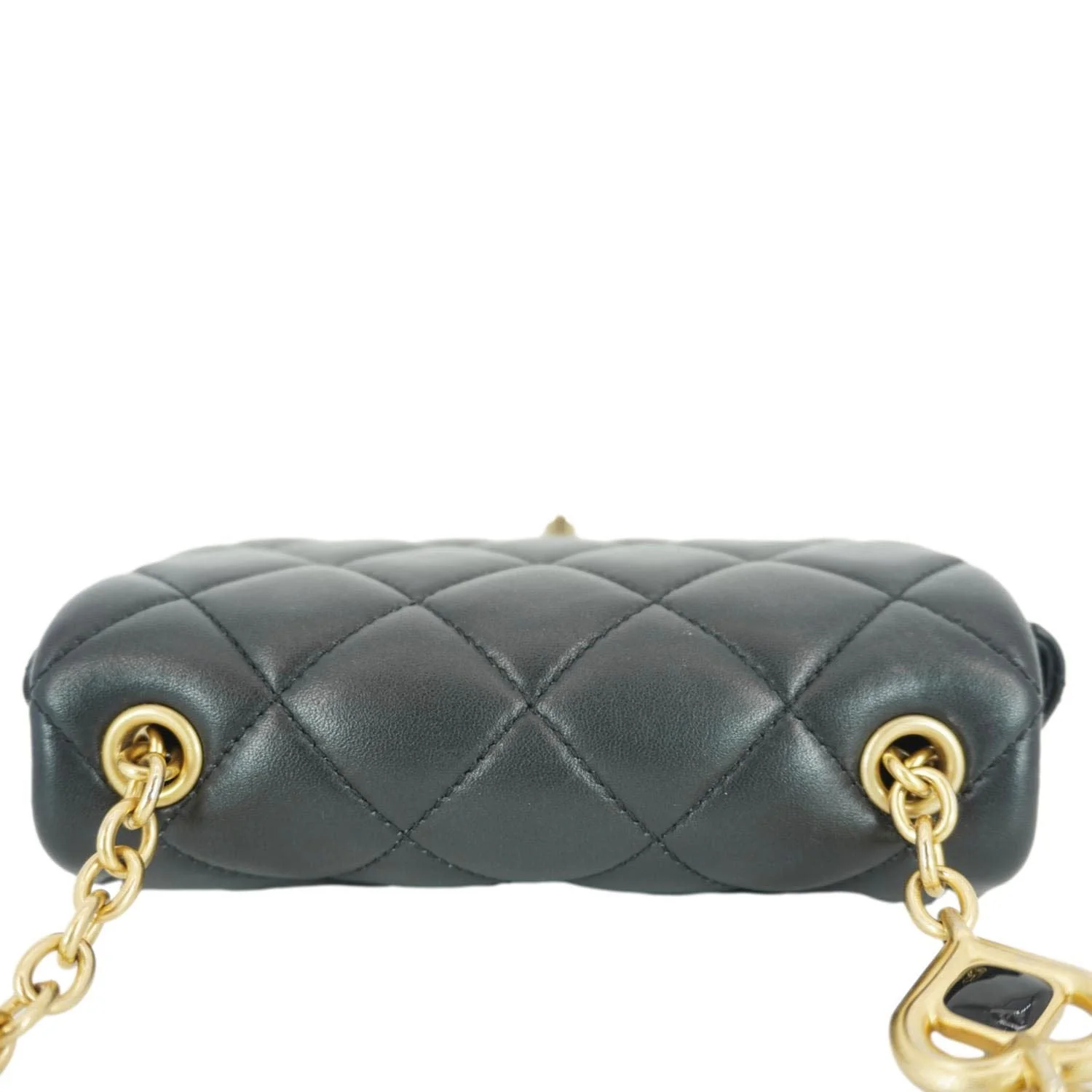 CHANEL Enamel Pearl Charm Me Square Flap Mini Quilted Lambskin Leather Crossbody Bag Black - Image 6