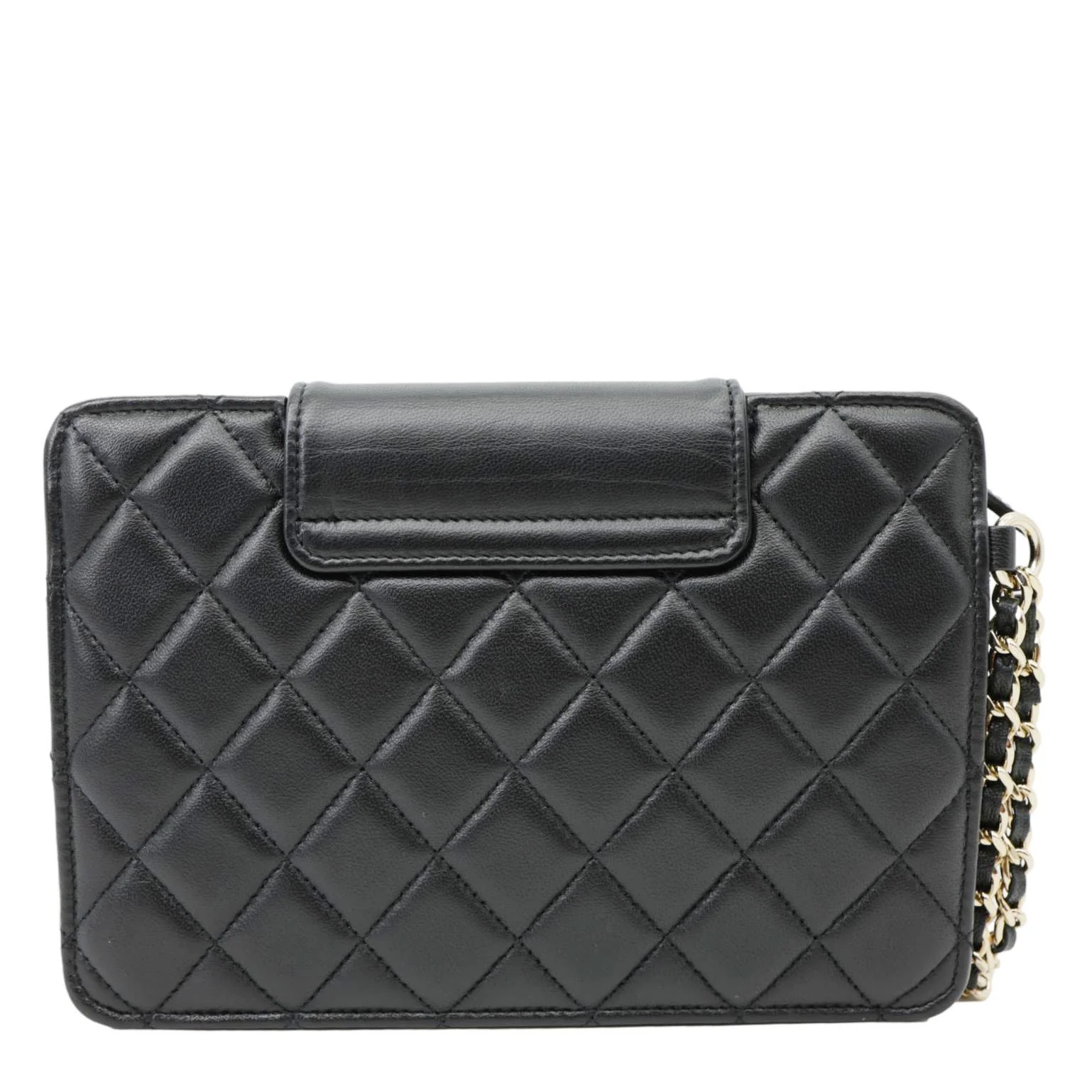 CHANEL CC Quilted Lambskin Leather Pouch Wristlet Black - Image 3