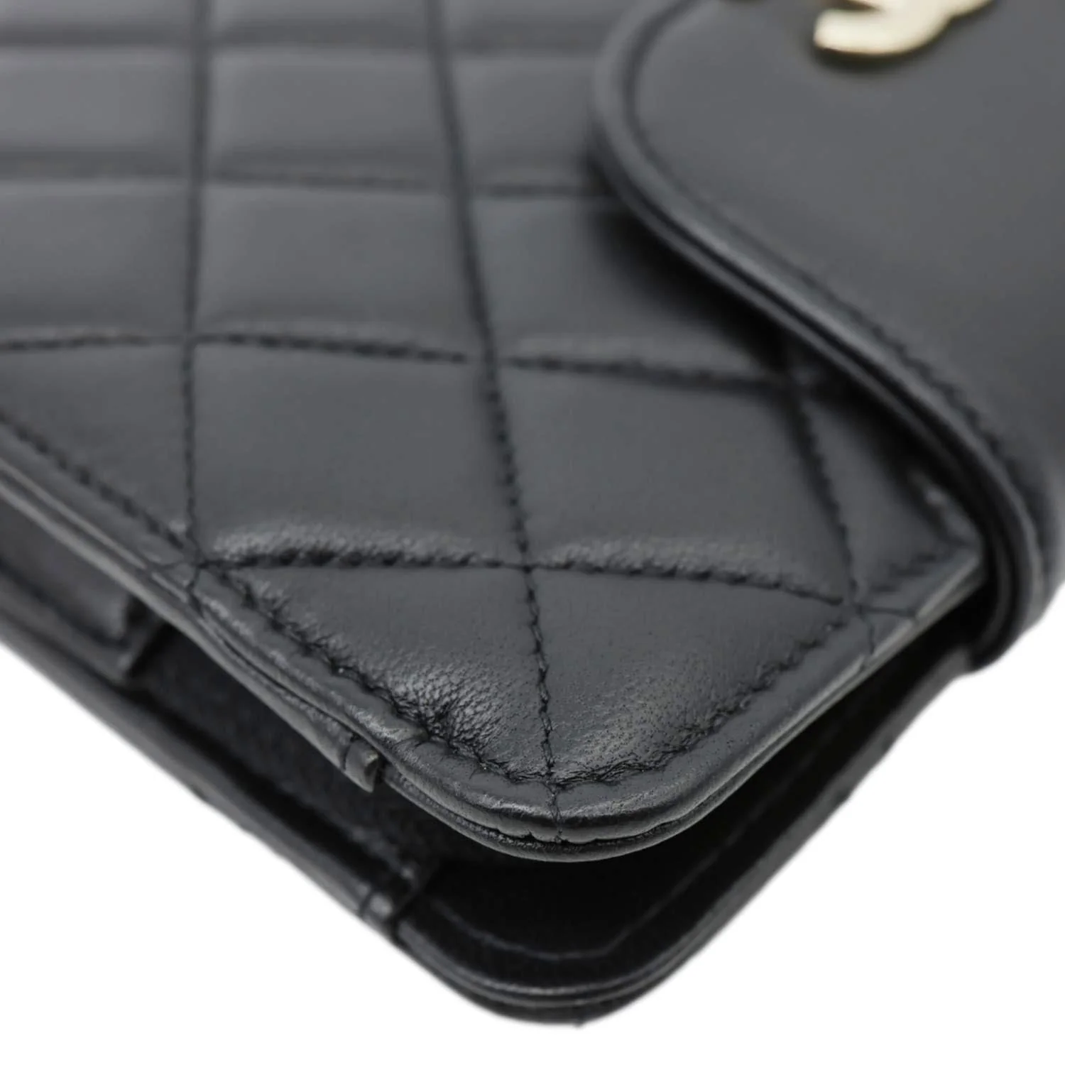CHANEL CC Quilted Lambskin Leather Pouch Wristlet Black - Image 5