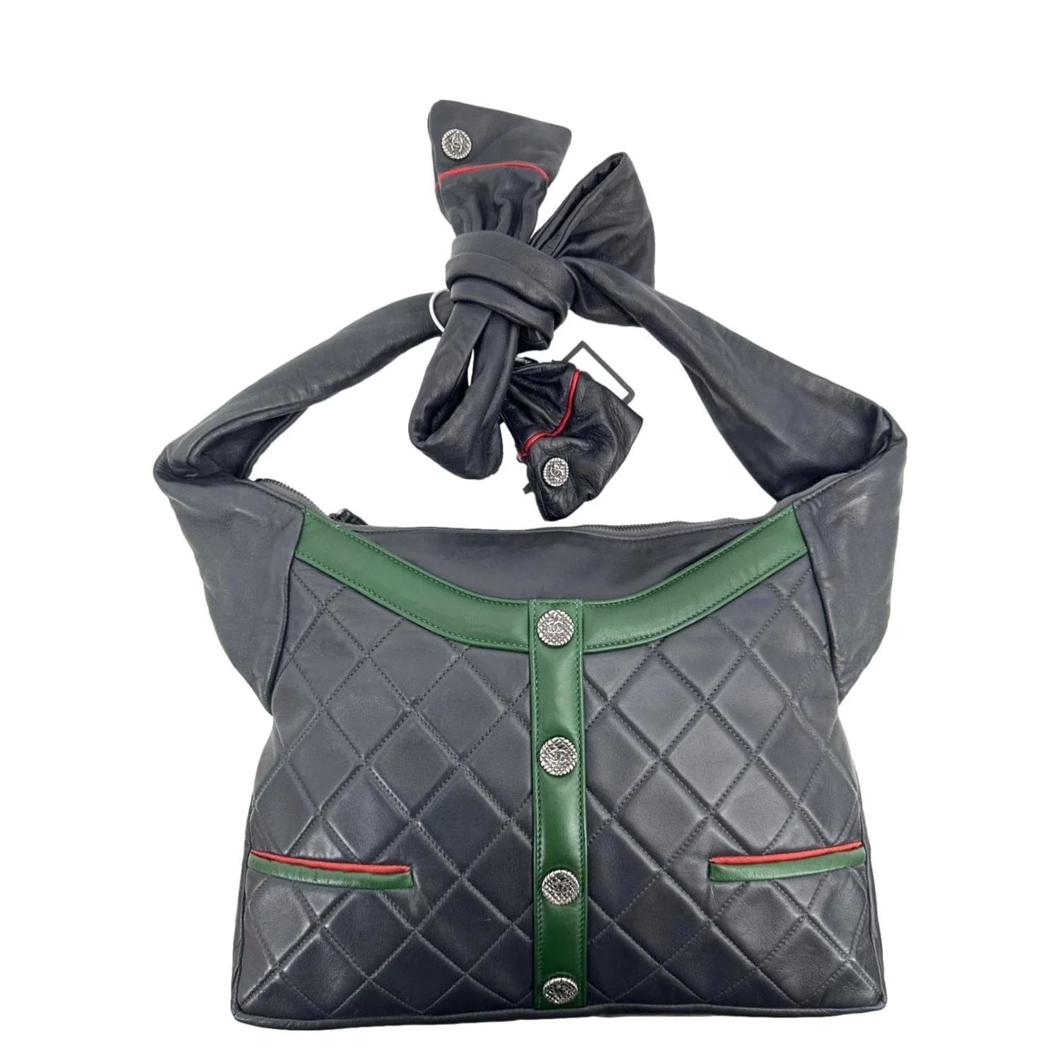 CHANEL Girl Quilted Lambskin Leather Crossbody Bag Grey