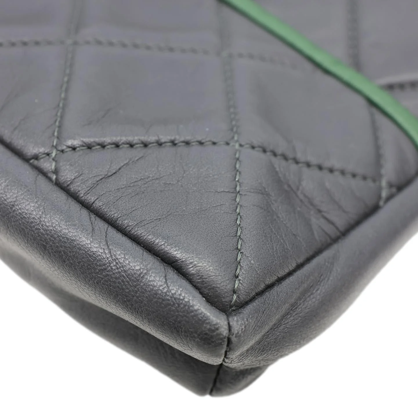 CHANEL Girl Quilted Lambskin Leather Crossbody Bag Grey - Image 8