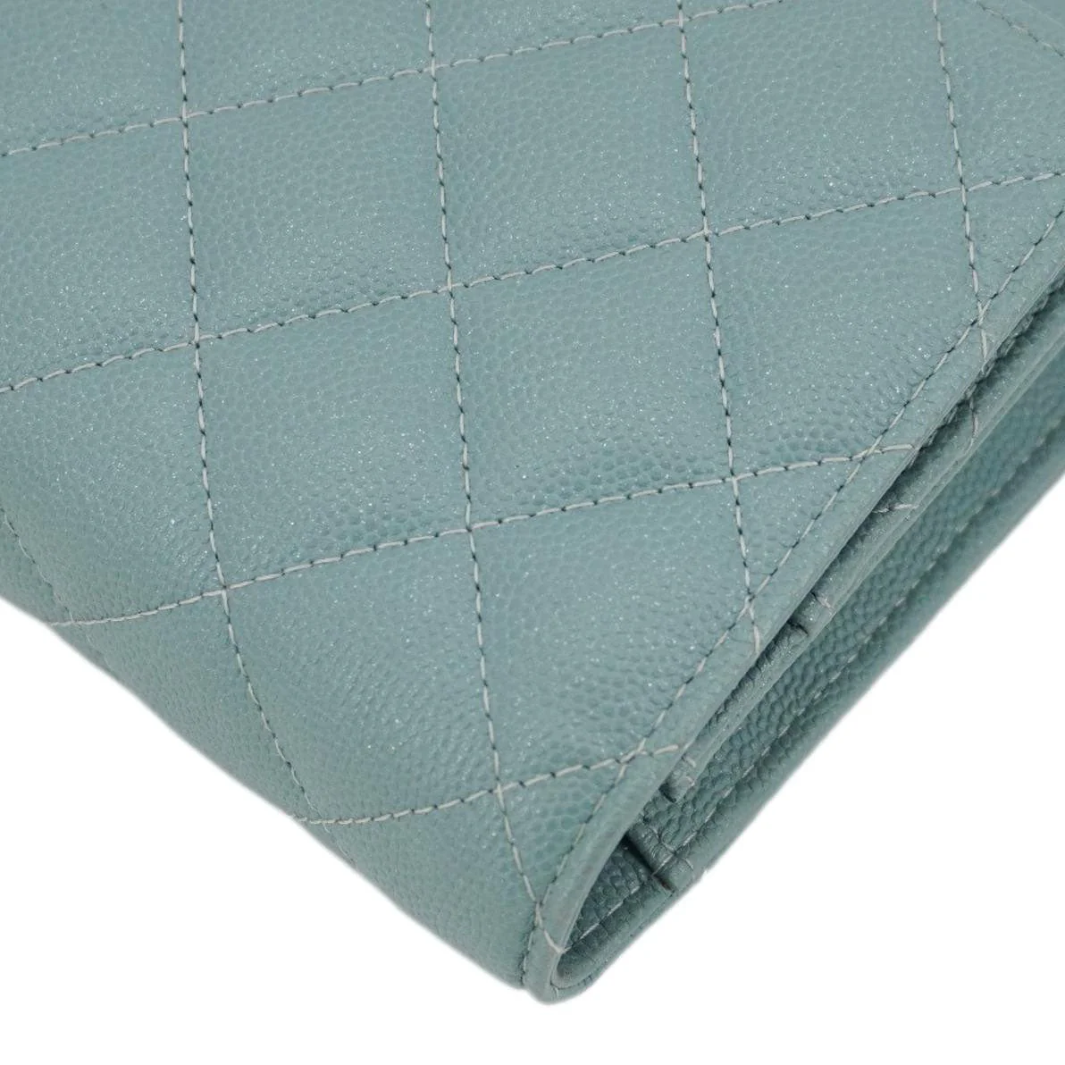 CHANEL Wallet On Chain Quilted Caviar Leather Crossbody Bag Sea Green - Image 8