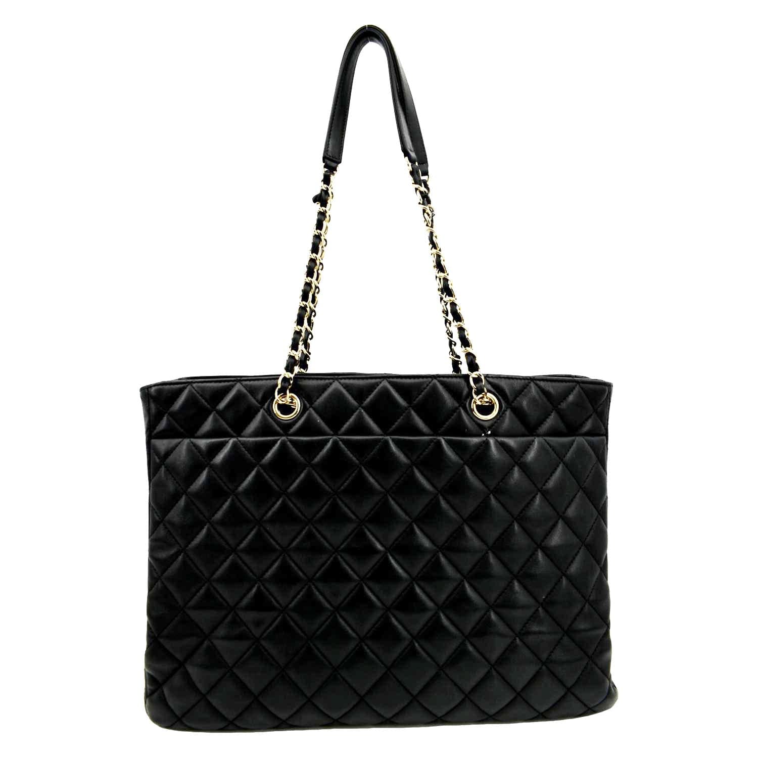 CHANEL Large Classic Shopping Quilted Leather Tote Bag Black - Image 3