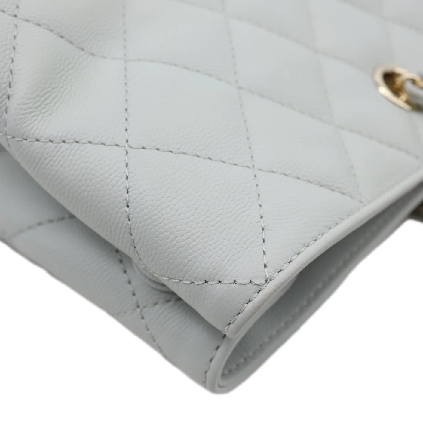 CHANEL Large Quilted Leather Shopping Tote Bag Ice Blue - Image 6